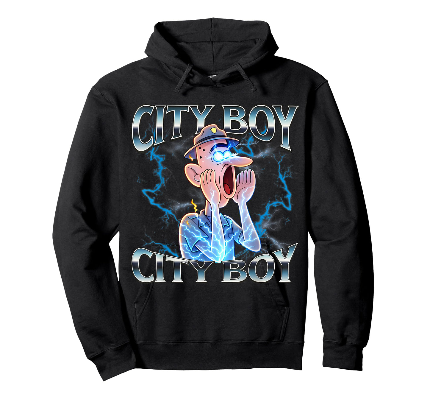 City Boy Brainrot Meme Reaction Loud Funny Cartoon T-Shirt