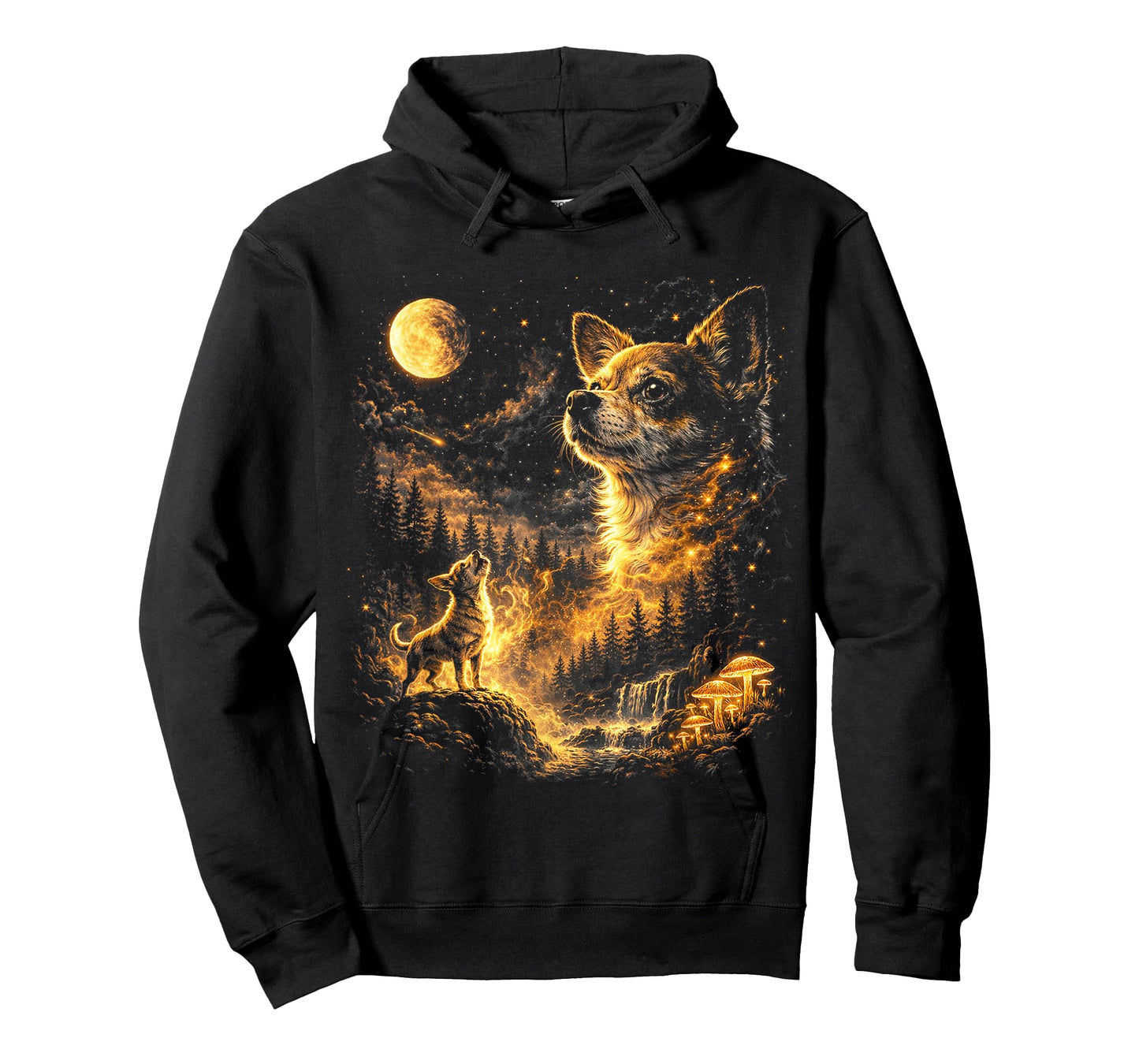 Funny Chihuahua Howling at The Moon Mystical Art T-Shirt