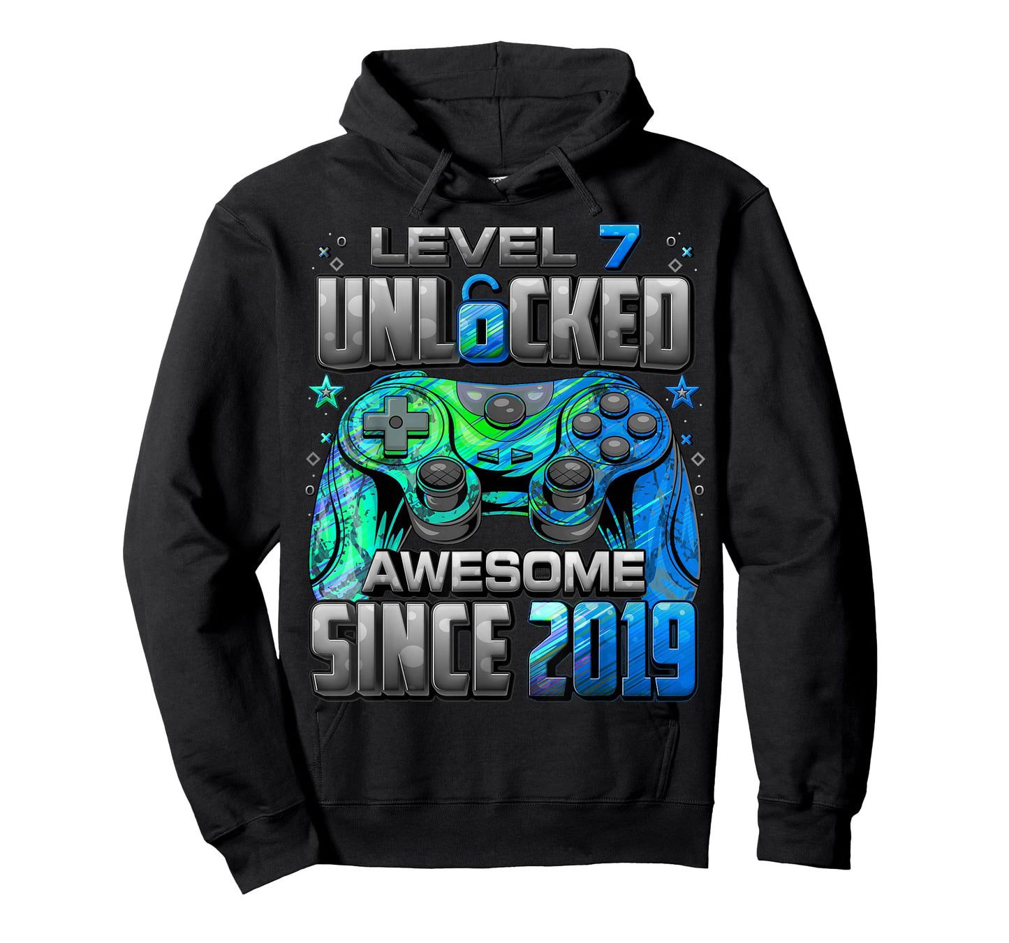 Level 7 Unlocked Awesome Since 2019 7th Birthday Gaming T-Shirt