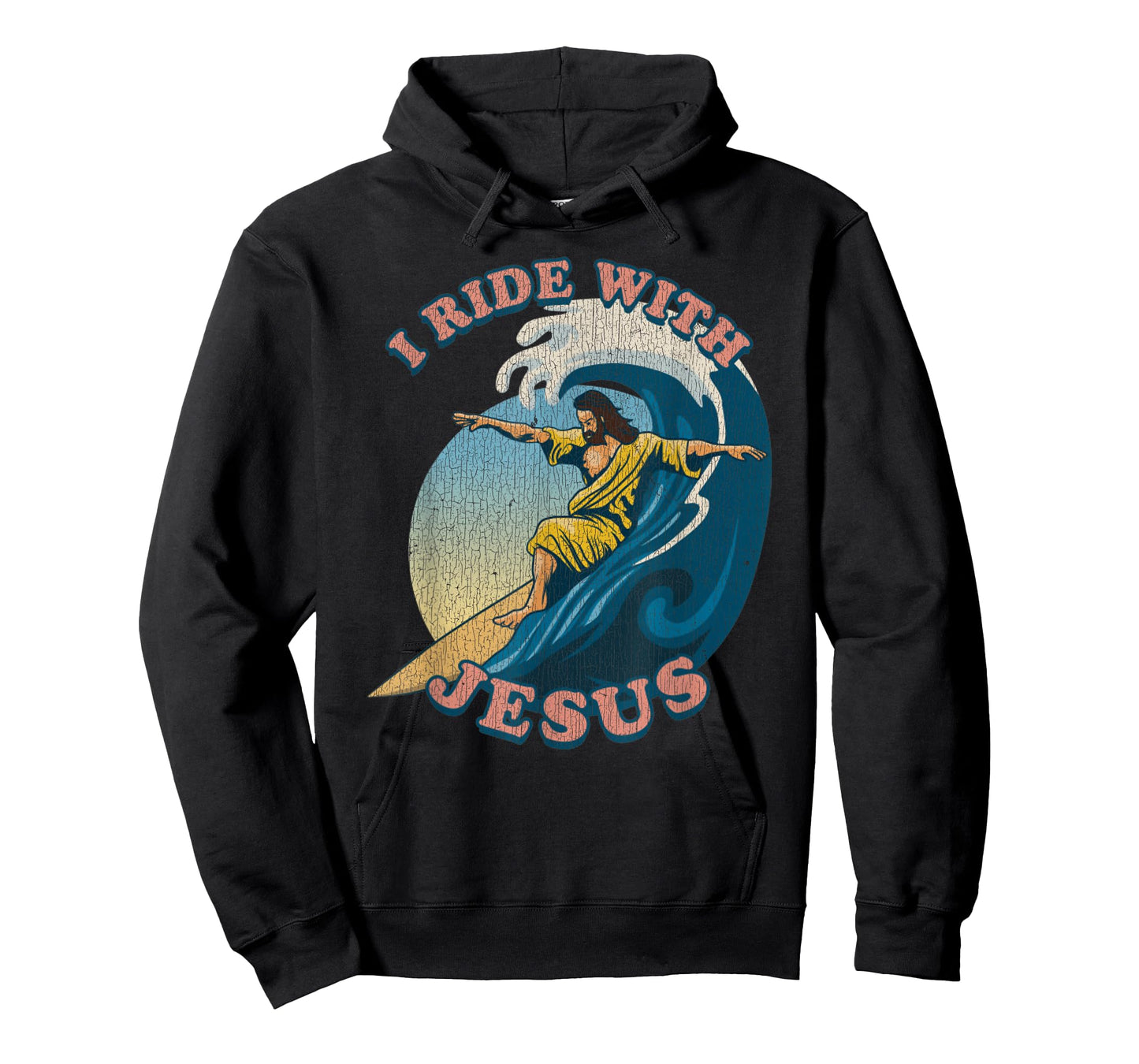 Vintage I Ride with Jesus Surfing Jesus T-Shirt