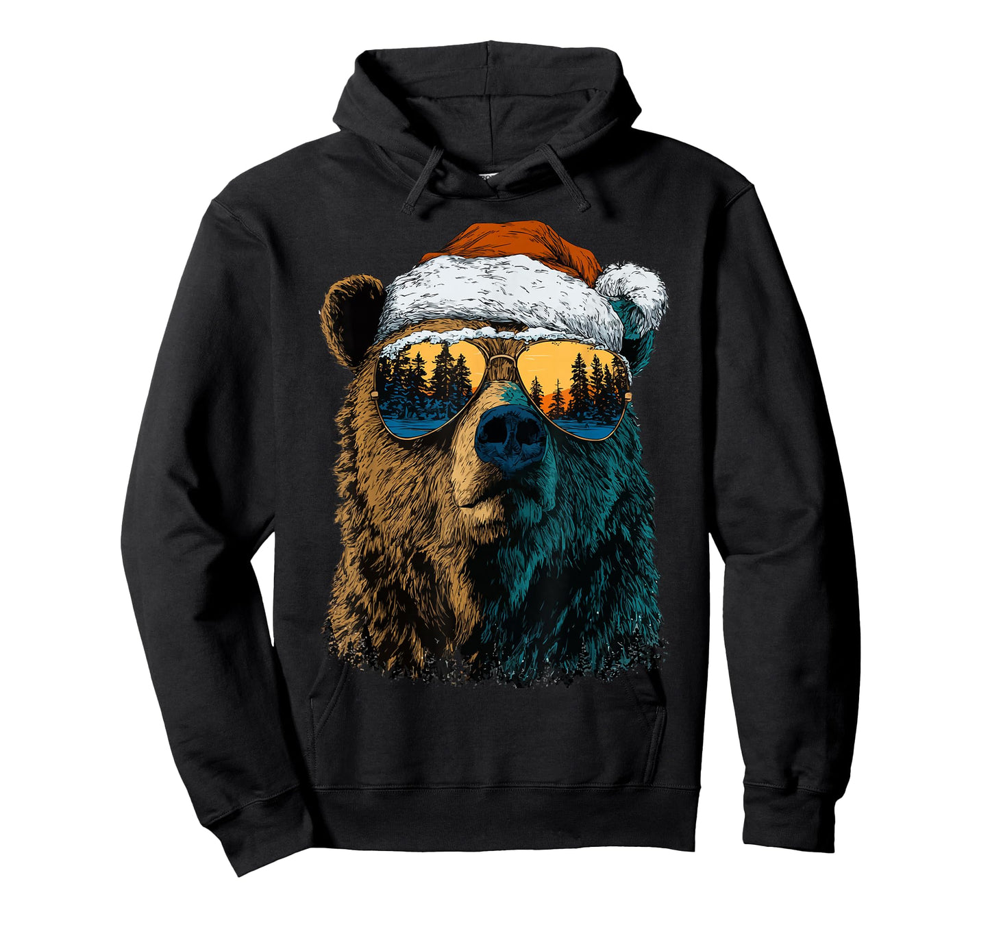 Bear with Sunglasses Snow Santa Hat Snowy Christmas Animal T-Shirt