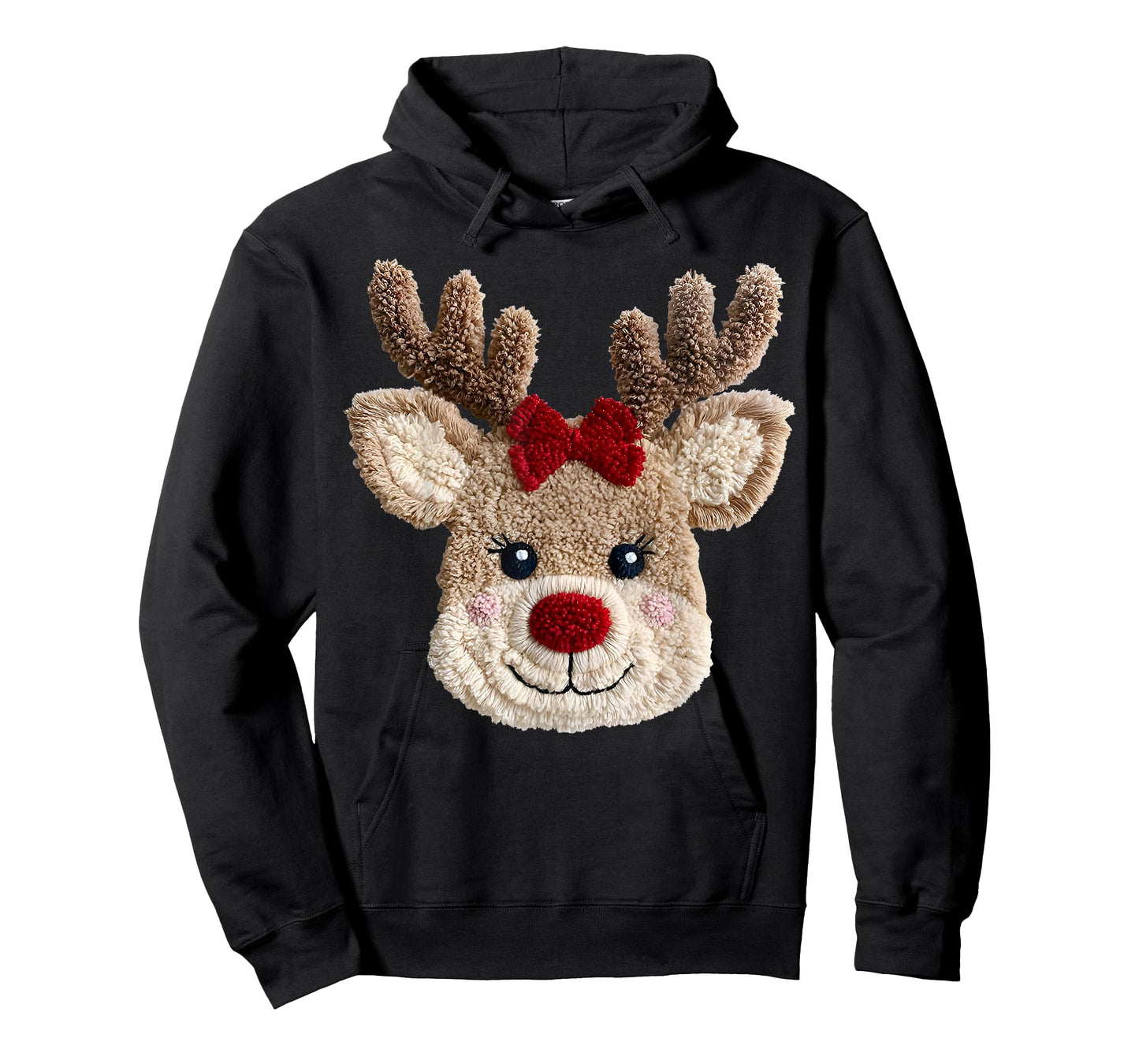 Rudolph Reindeer Face Crochet Xmas Christmas Couples Girls T-Shirt