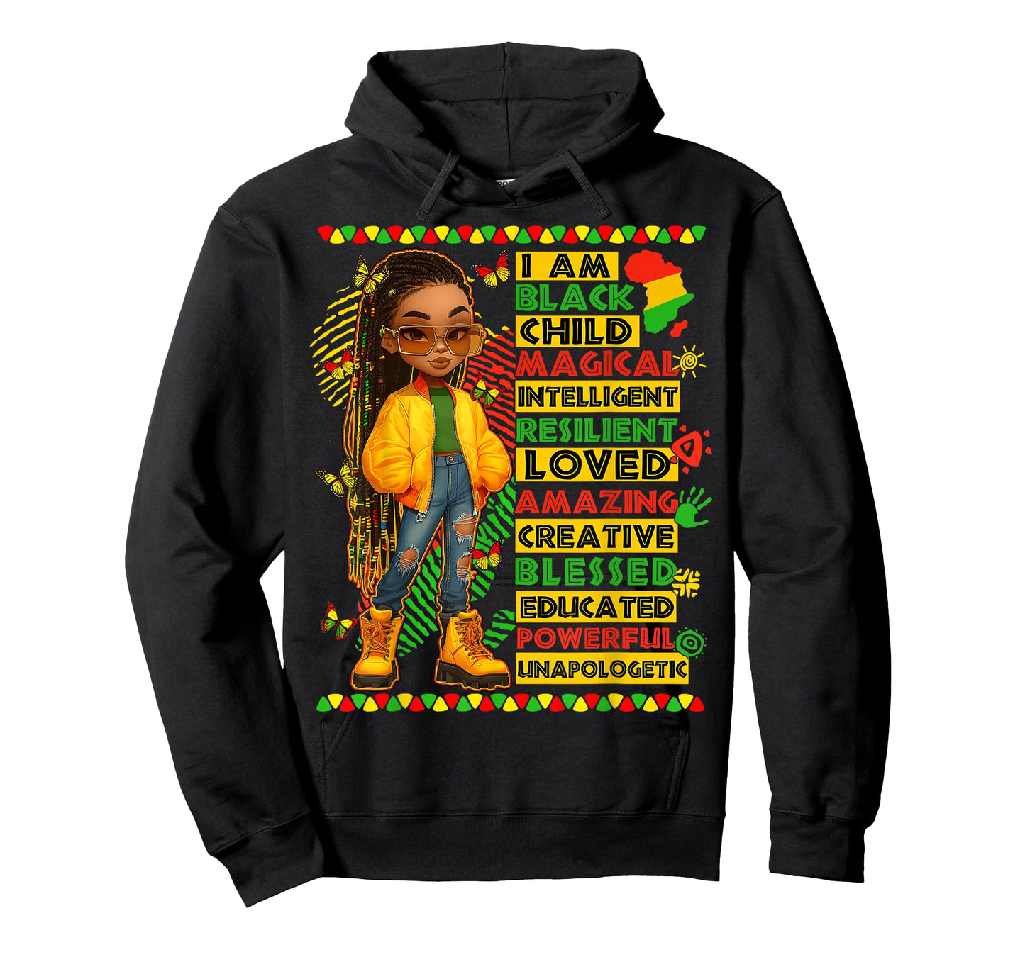 Black History I Am Black Child African American Kids Girls T-Shirt