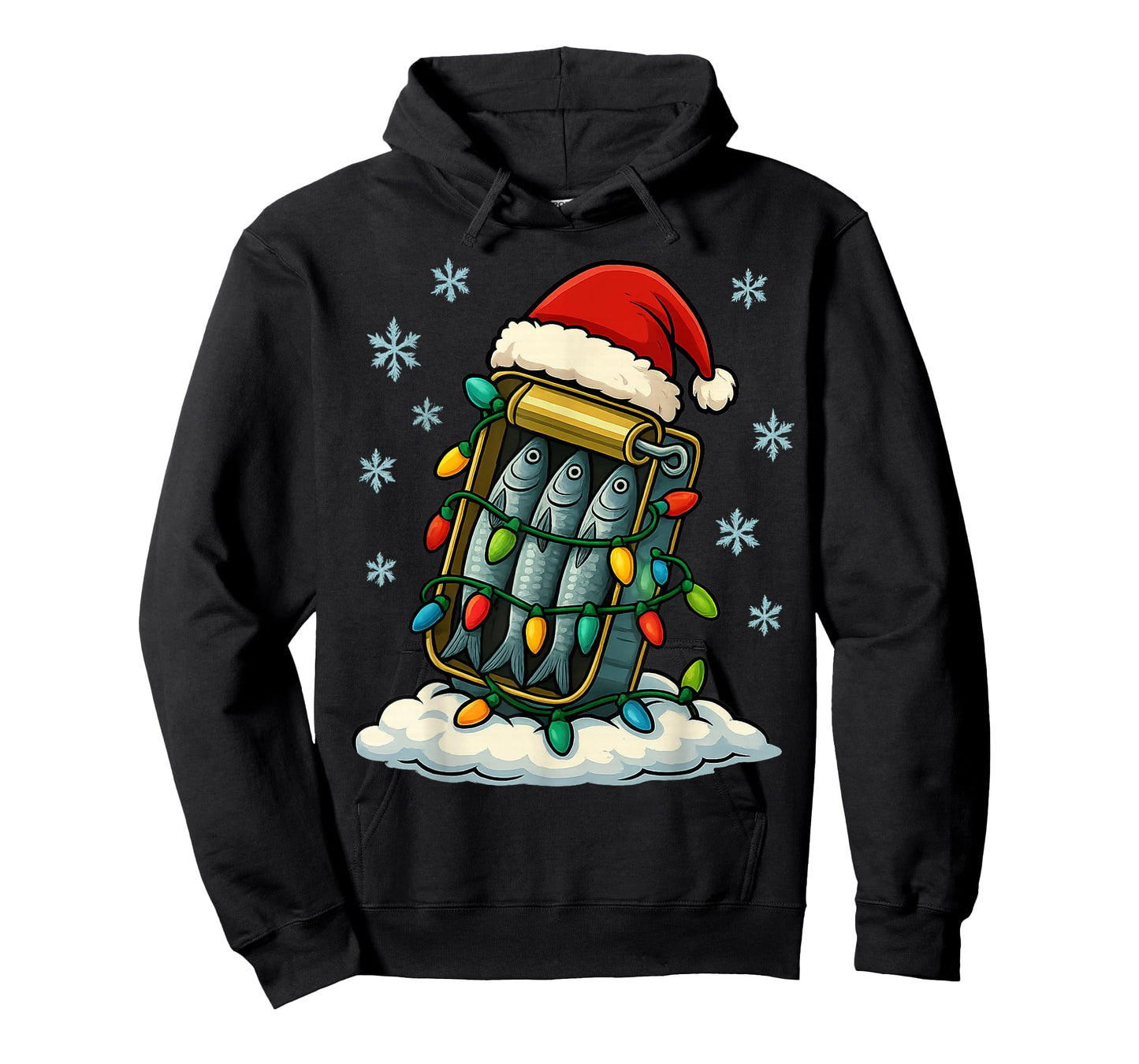 Christmas Lights Wrapped On Cute Can of Sardines Dog Lover T-Shirt