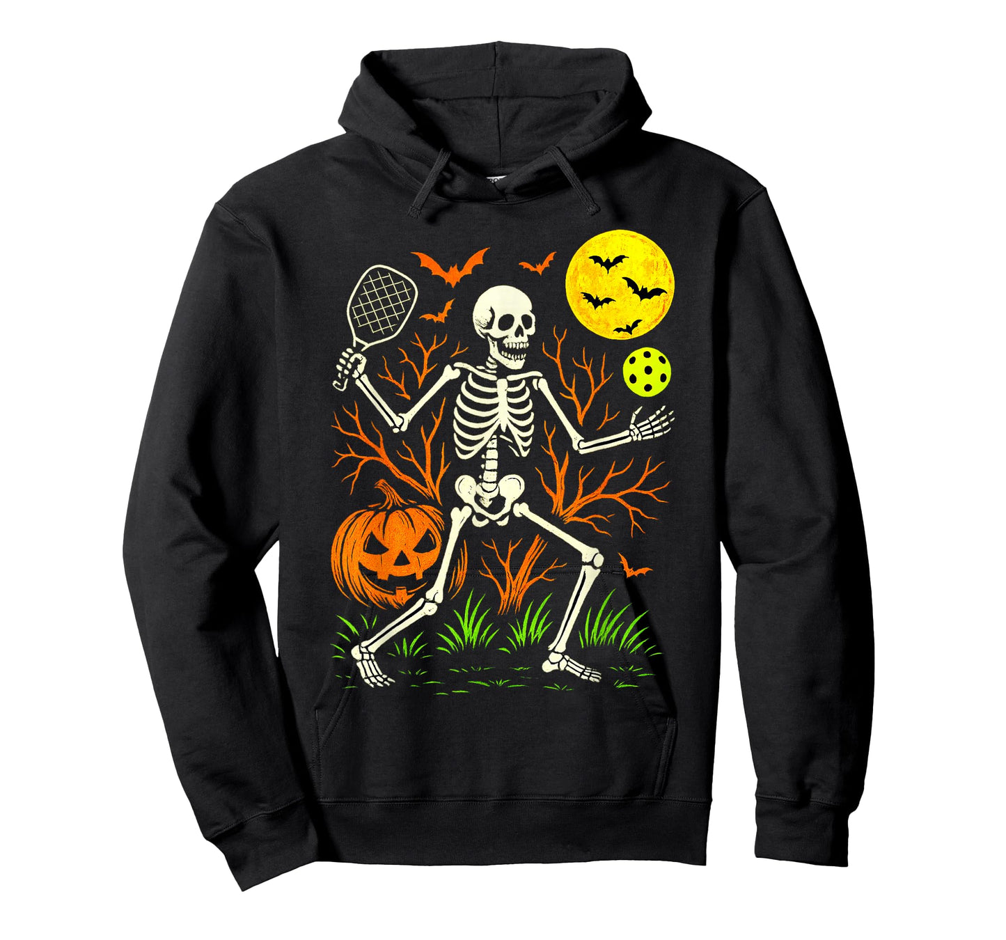 Pickleball Skeleton Spooky Boys Halloween Pickleball Player T-Shirt