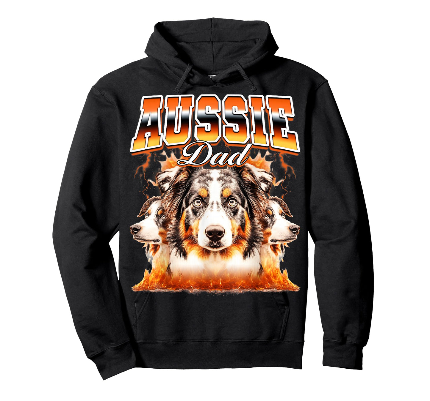 Aussie Dad Australian Shepherd Dog Father's Day 90s Bootleg T-Shirt