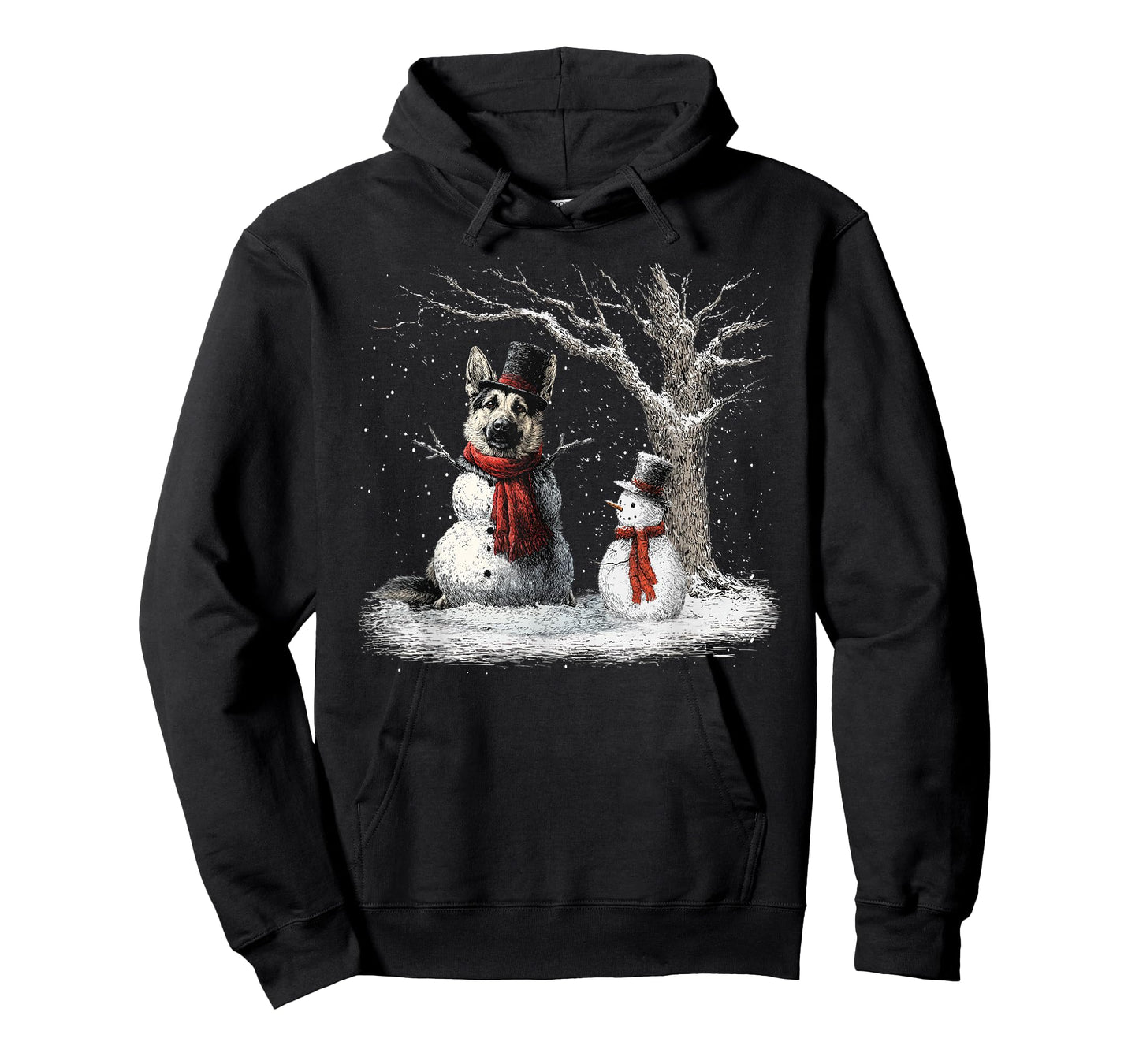 Funny German Shepherd Dog in The Snow Tree Christmas Winter T-Shirt