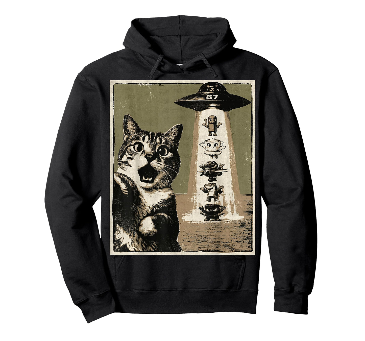 67 Six Seven 6 7 Italian Brainrot Cat Meme Selfie Alien UFO T-Shirt
