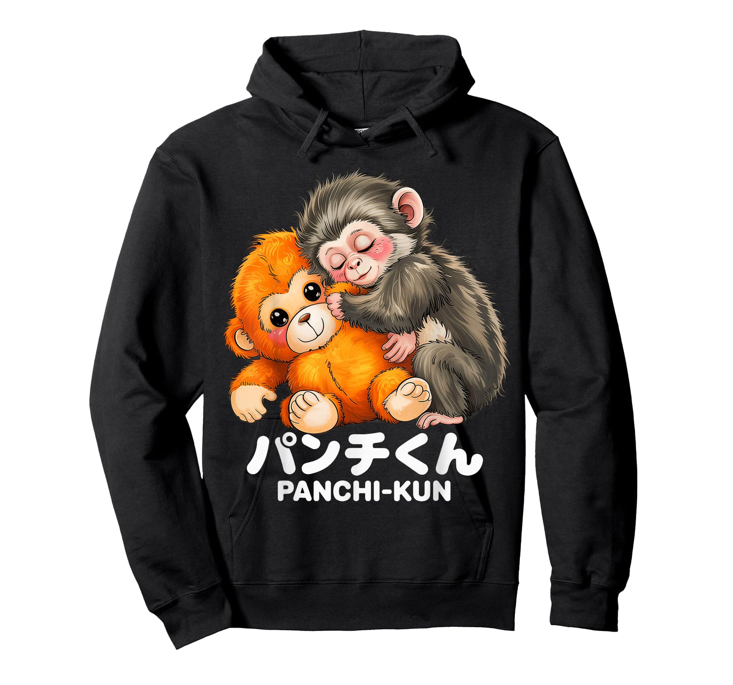 Panchi Kun Holding Plush Toy Baby Macaque Monkey Punch T-Shirt