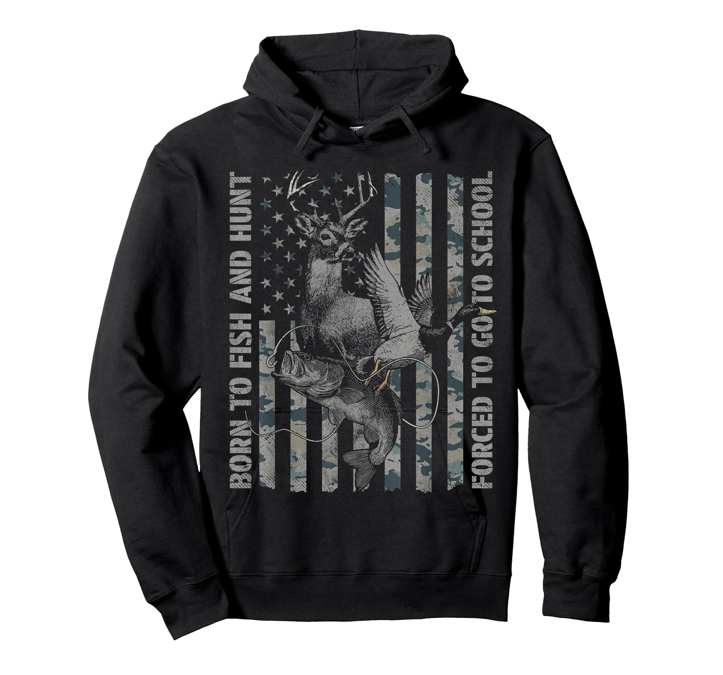 Born to Fish and Hunt Forced to Go to School T-Shirt