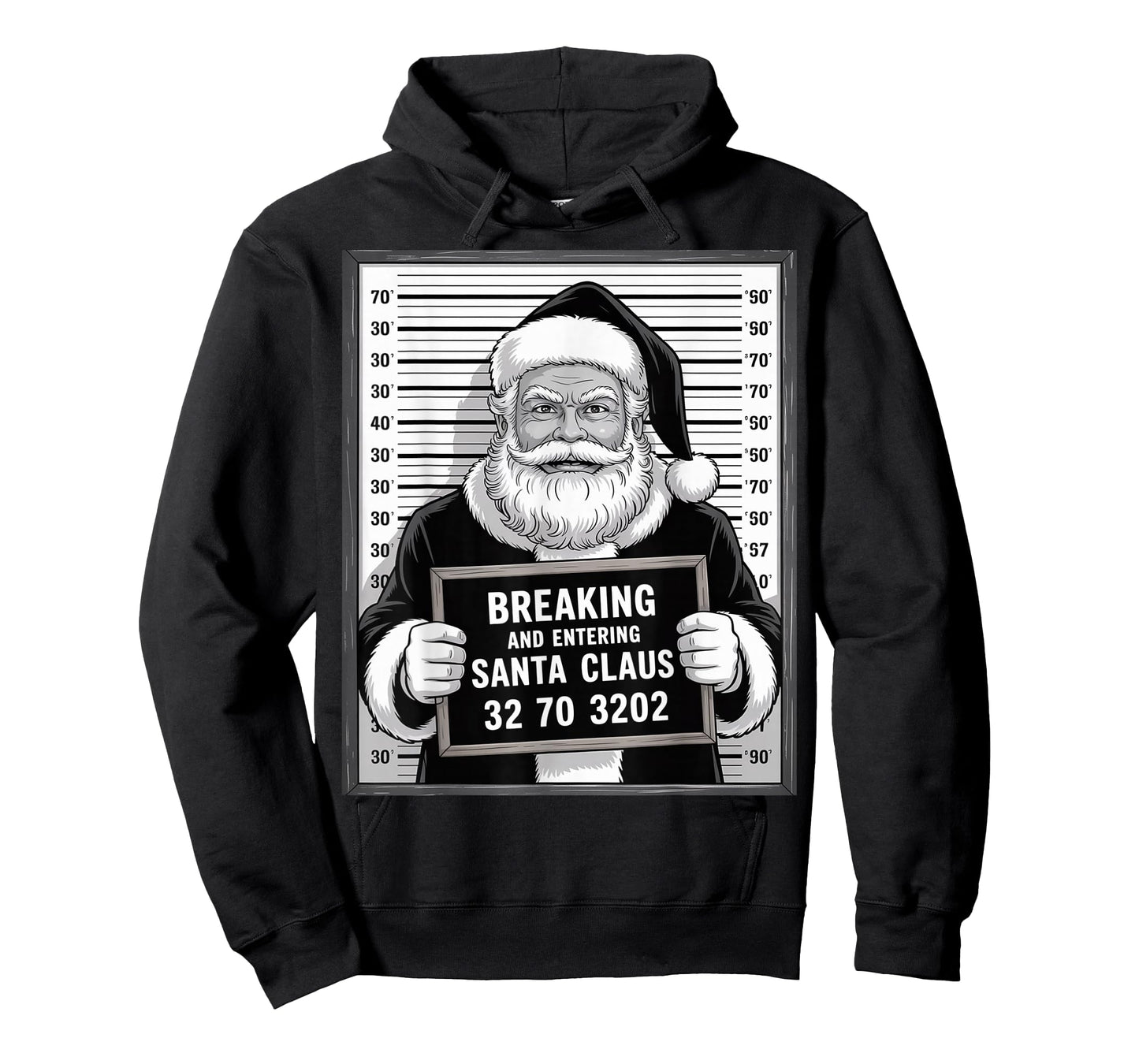 Santa Claus Mugshot Funny Breaking and Entering Xmas T-Shirt