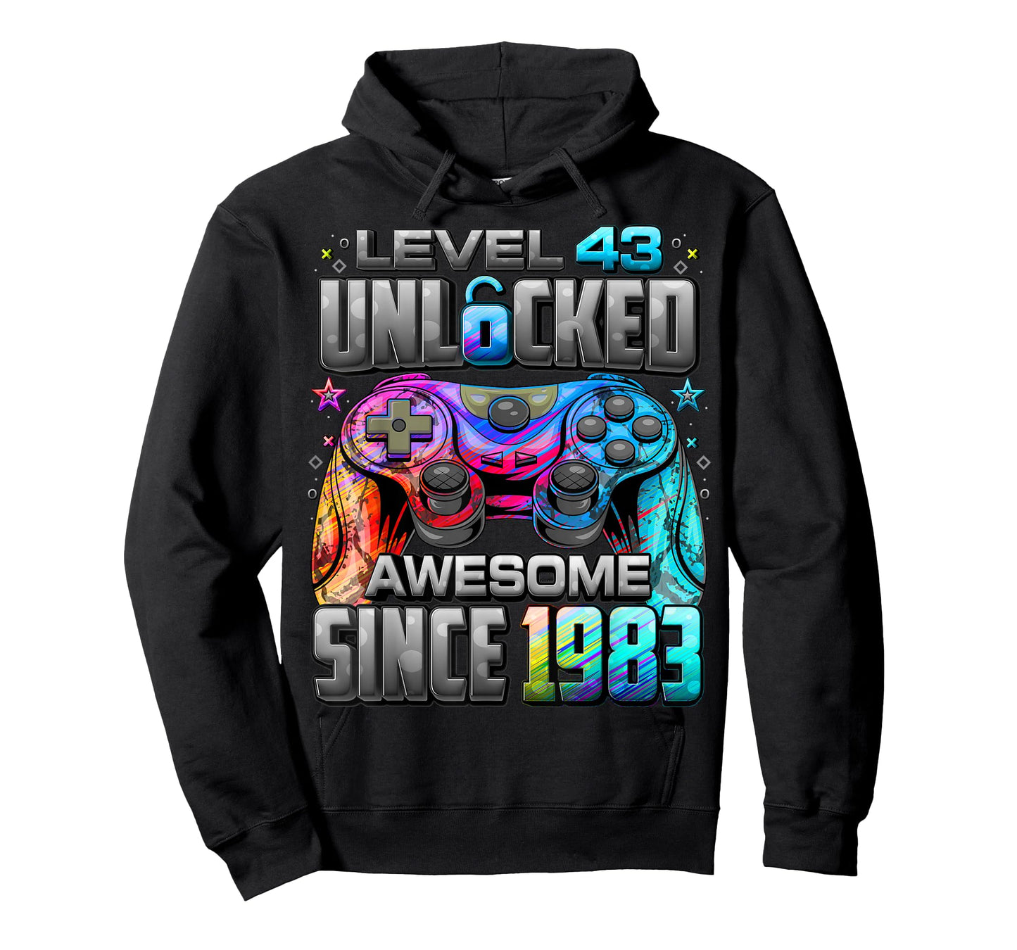 Level 43 Unlocked Awesome Since 1983 43rd Birthday Gaming T-Shirt