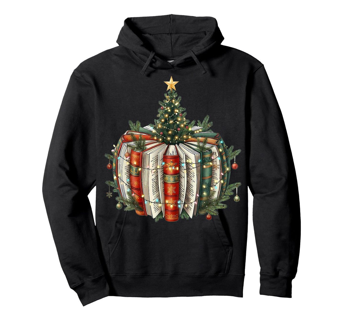 Book Tree Christmas Book Lover Christmas Bookworm Xmas T-Shirt