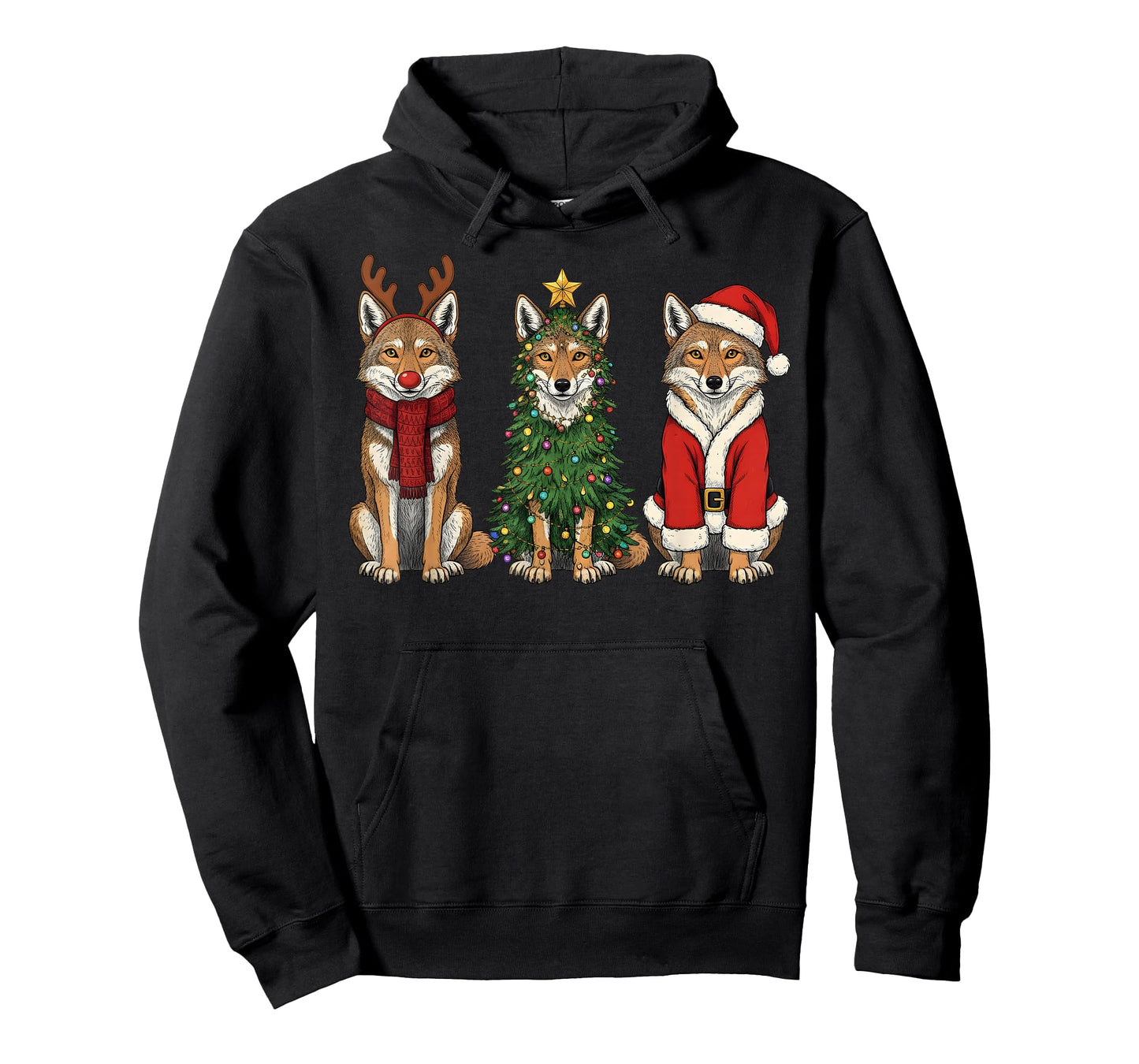 Retro Christmas Coyote Santa Reindeer T-Shirt