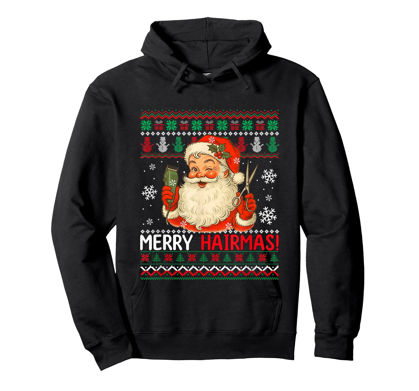 Merry Hairmas Christmas Sweater Santa Hairstylist Barber T-Shirt