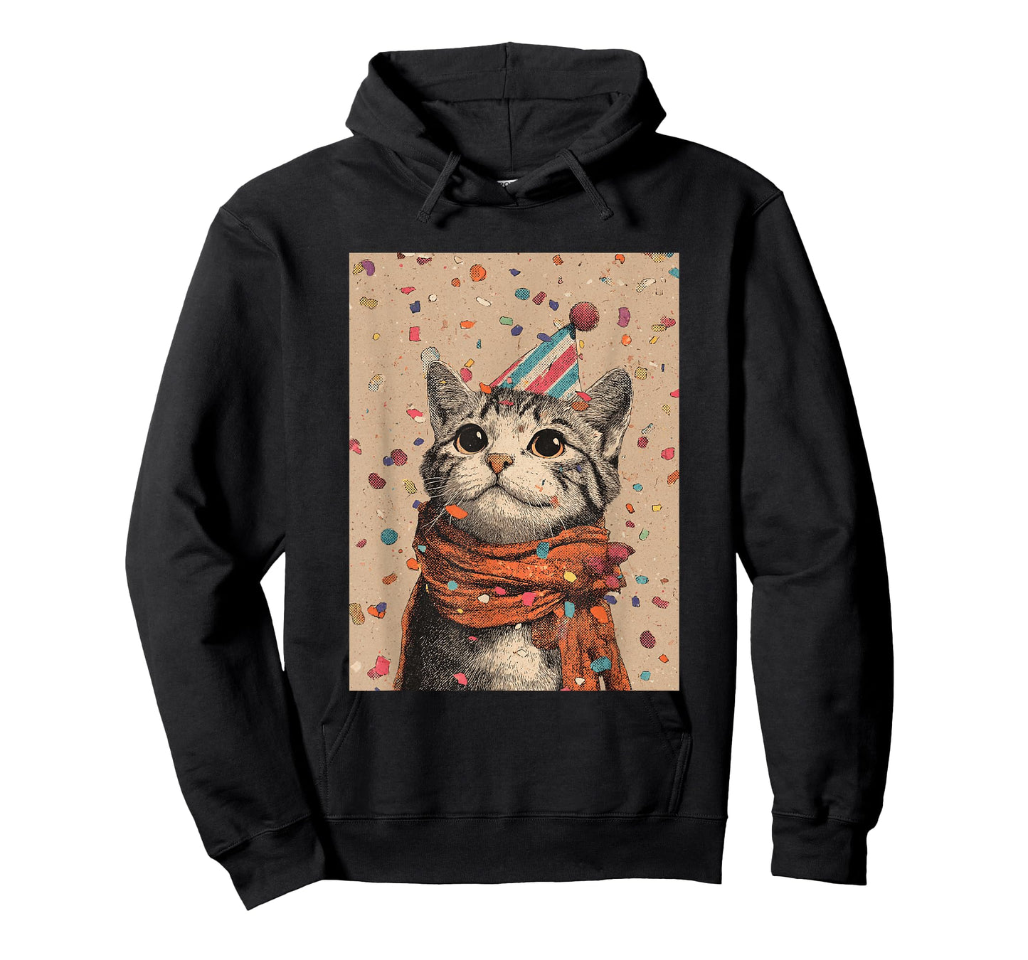 Cat Birthday Confetti Retro Pop Art T-Shirt