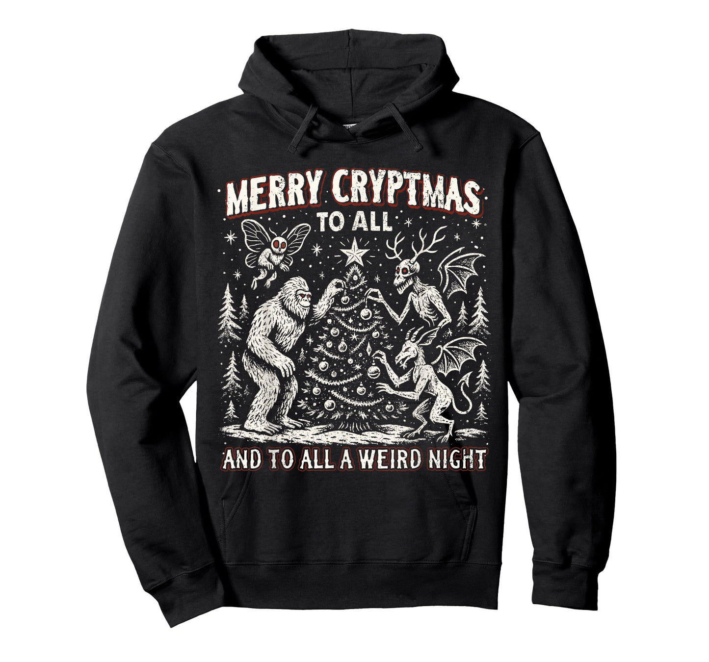 Merry Cryptmas Weird Night Cryptid Holiday Art T-Shirt