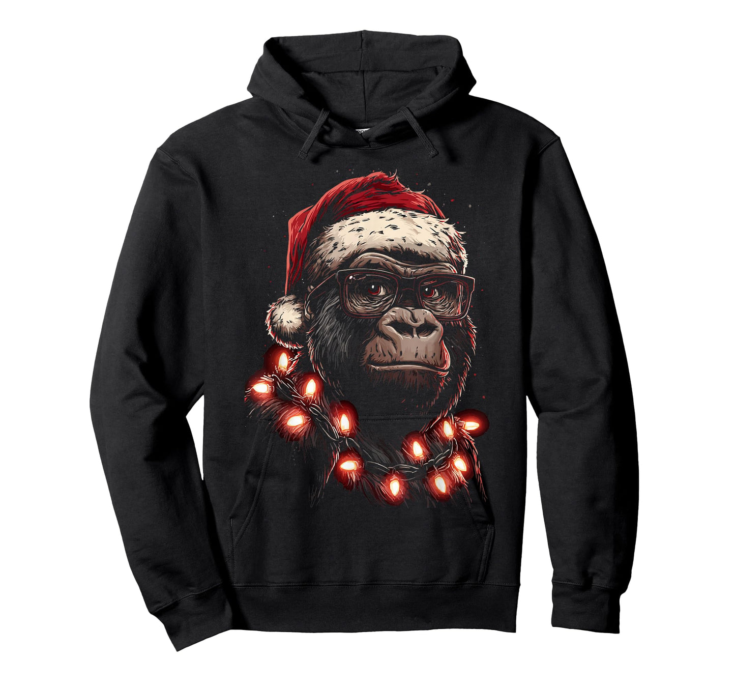 Cute Christmas Gorilla with Glasses Santa Hat Festive Animal T-Shirt