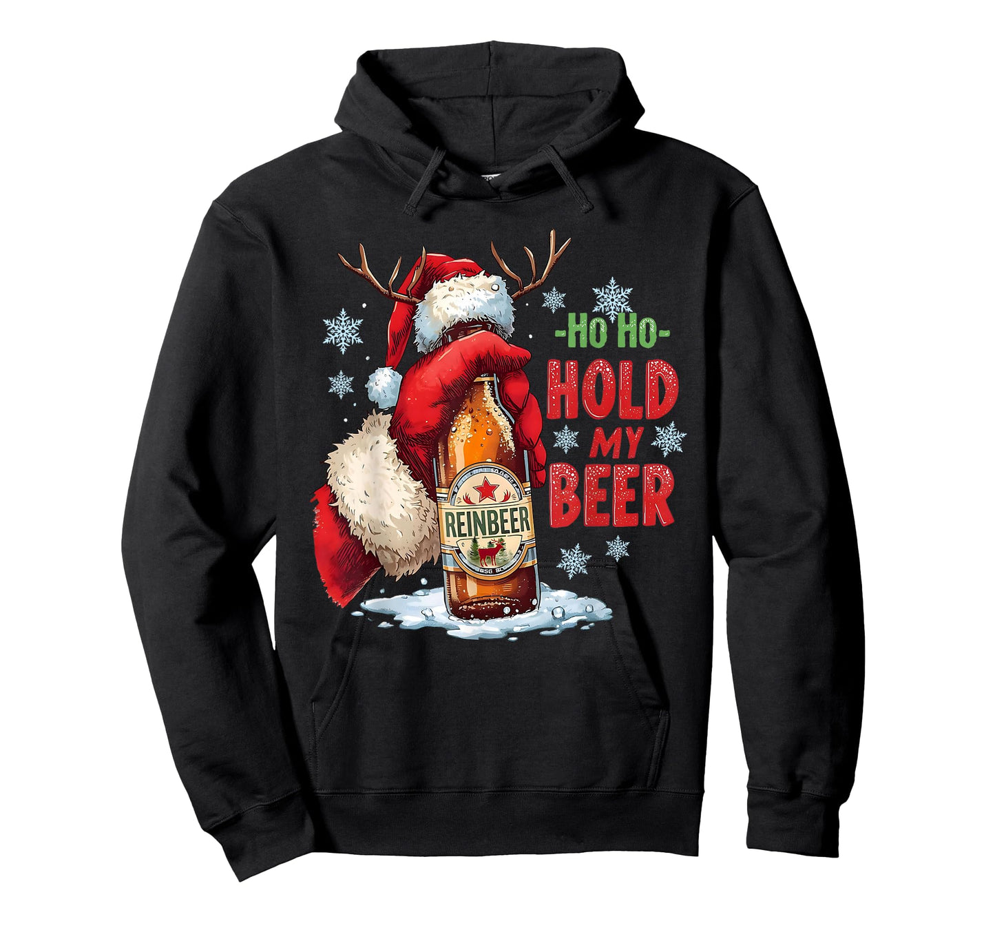 Ho Hold My Beer Funny Santa Holding Beer Christmas Drinking T-Shirt