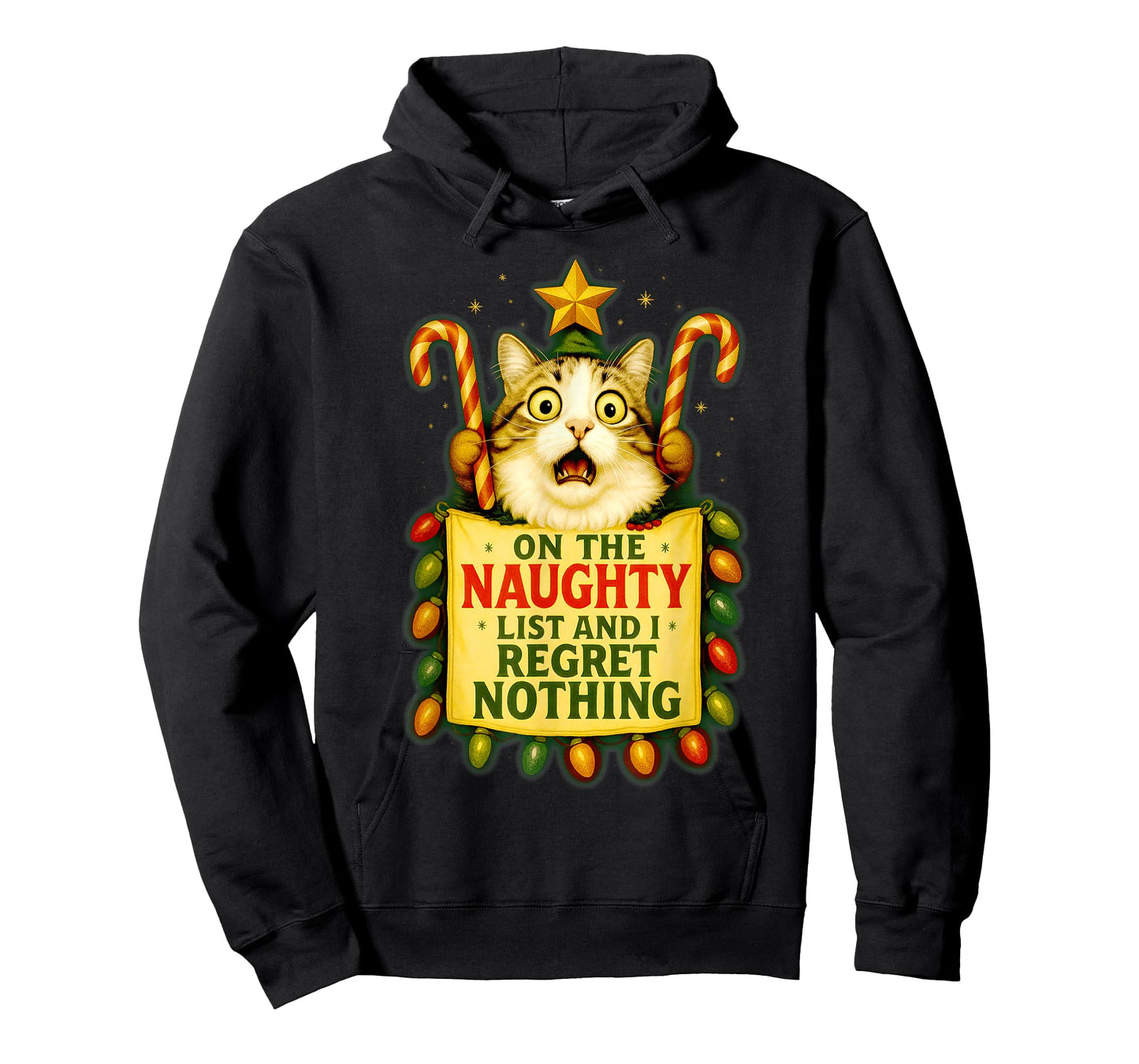 On The Naughty List I Regret Nothing Christmas Cat Lovers T-Shirt