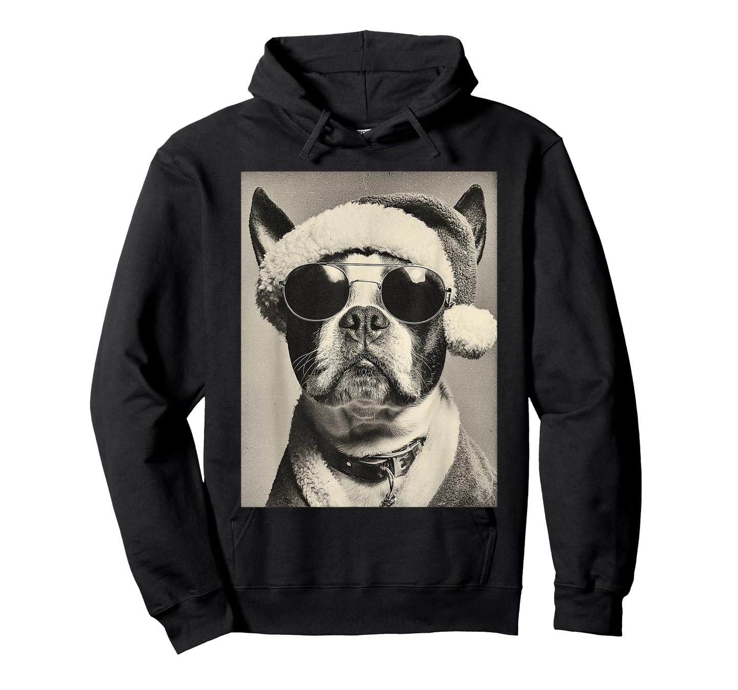 Boston Terrier with Sunglasses Retro Christmas Festive Dog T-Shirt