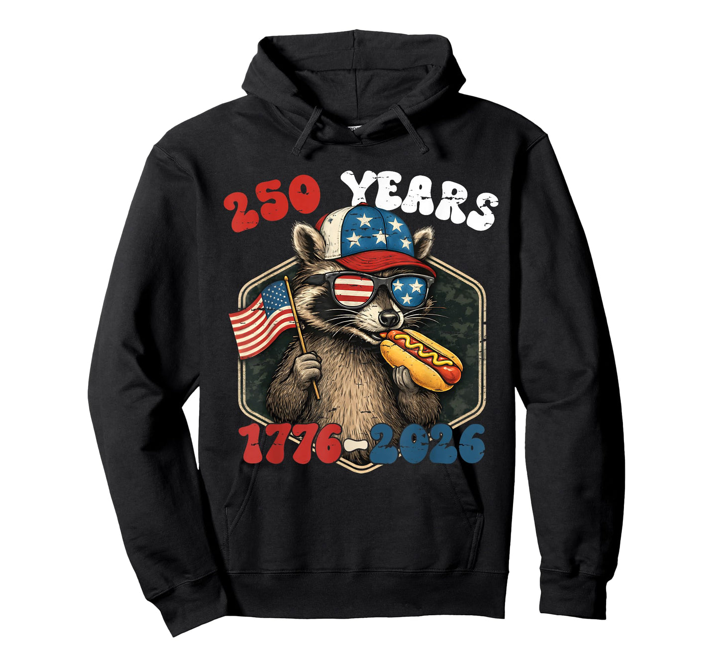 250 Years 1776-2026 Raccoon 250th Anniversary 4th July T-Shirt