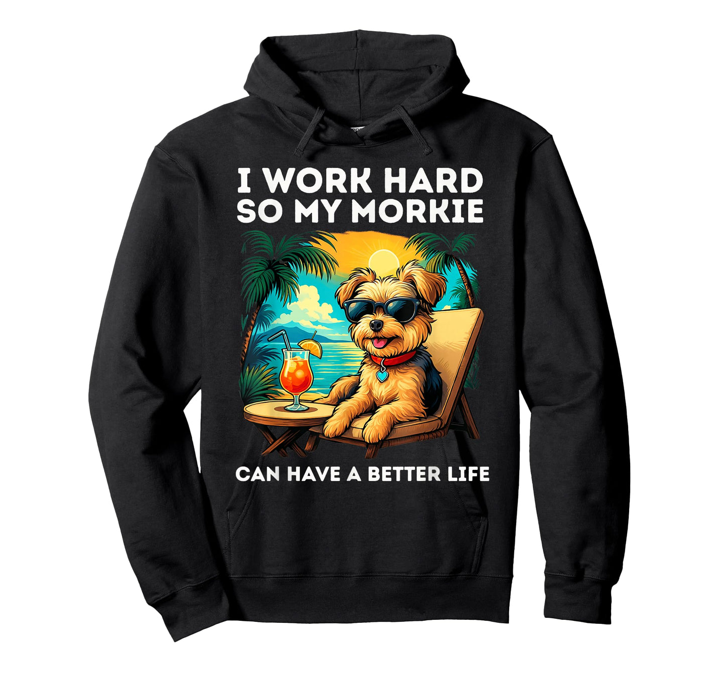 Morkie Lover I Work Hard Design Funny Morkie Dog T-Shirt