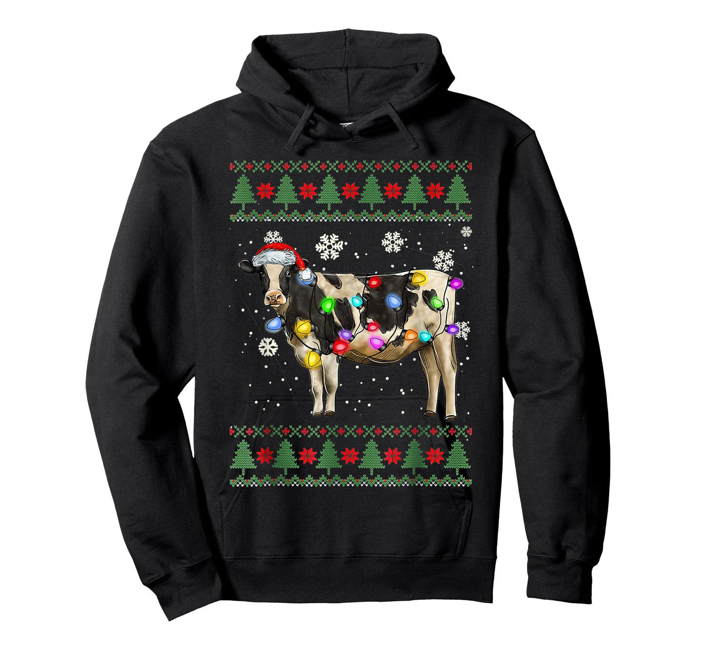 Ugly Cow Christmas Sweater Santa Hat and Light Up Xmas T-Shirt