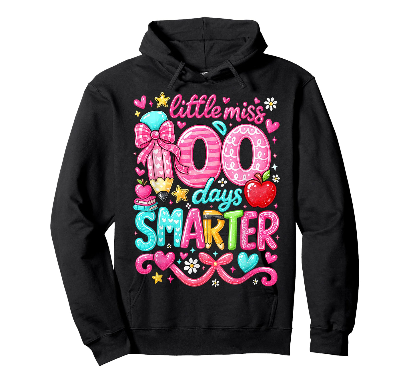 Little Miss 100 Days Smarter Girl Pencil Coquette Bow T-Shirt