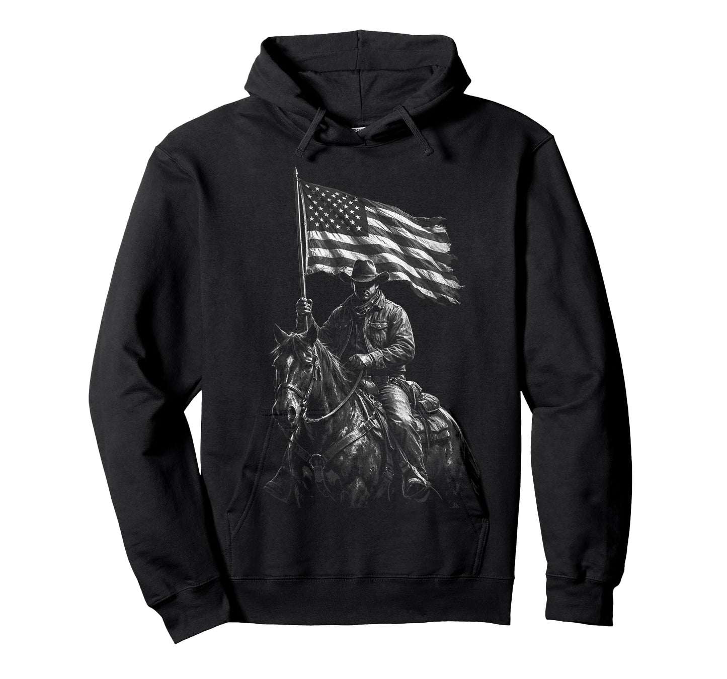 Patriotic Western Cowboy on Horse – American Pride Art T-Shirt
