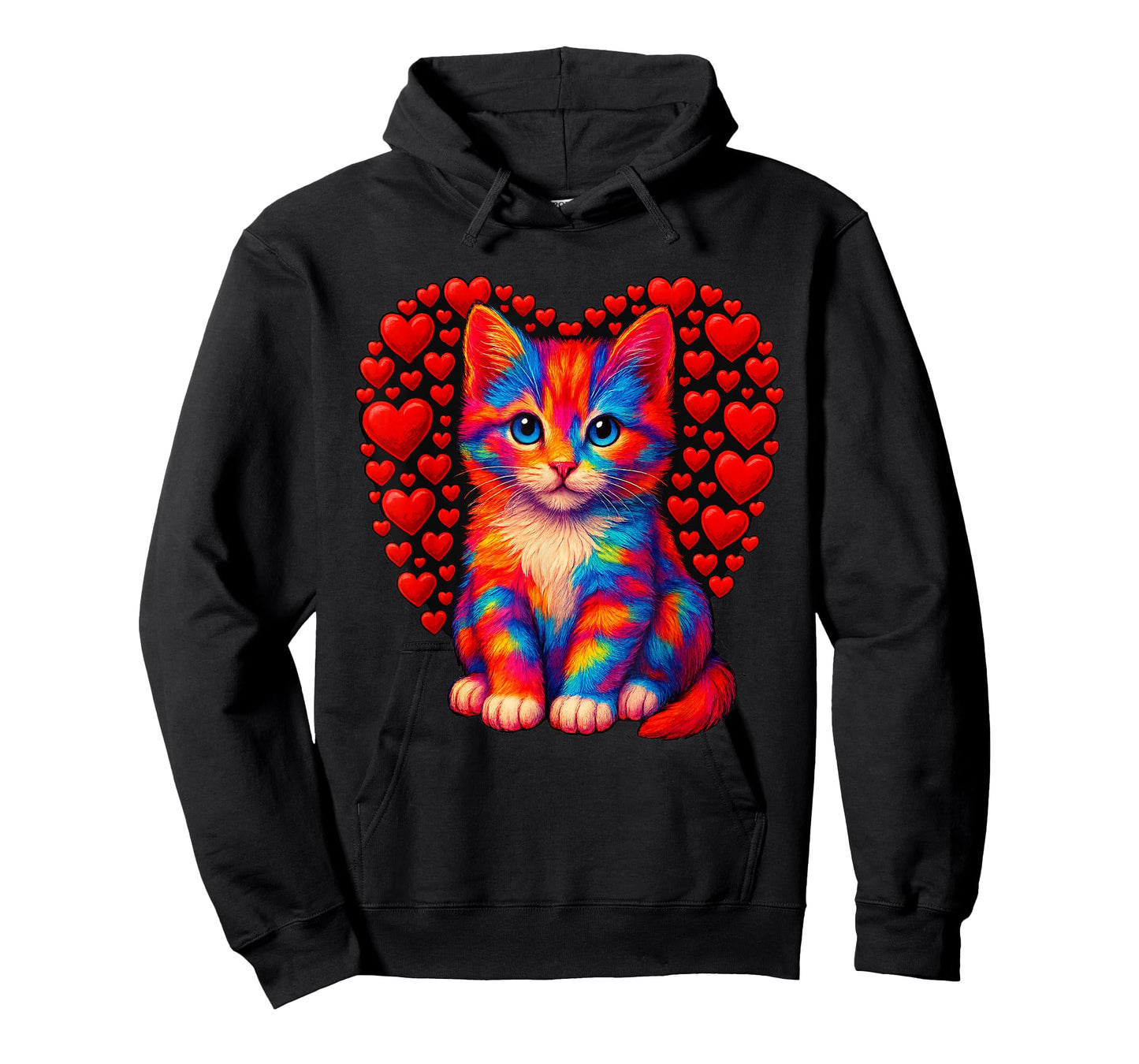 Cute Multicolor Cat Heart Valentines Day for Kitties Lovers T-Shirt