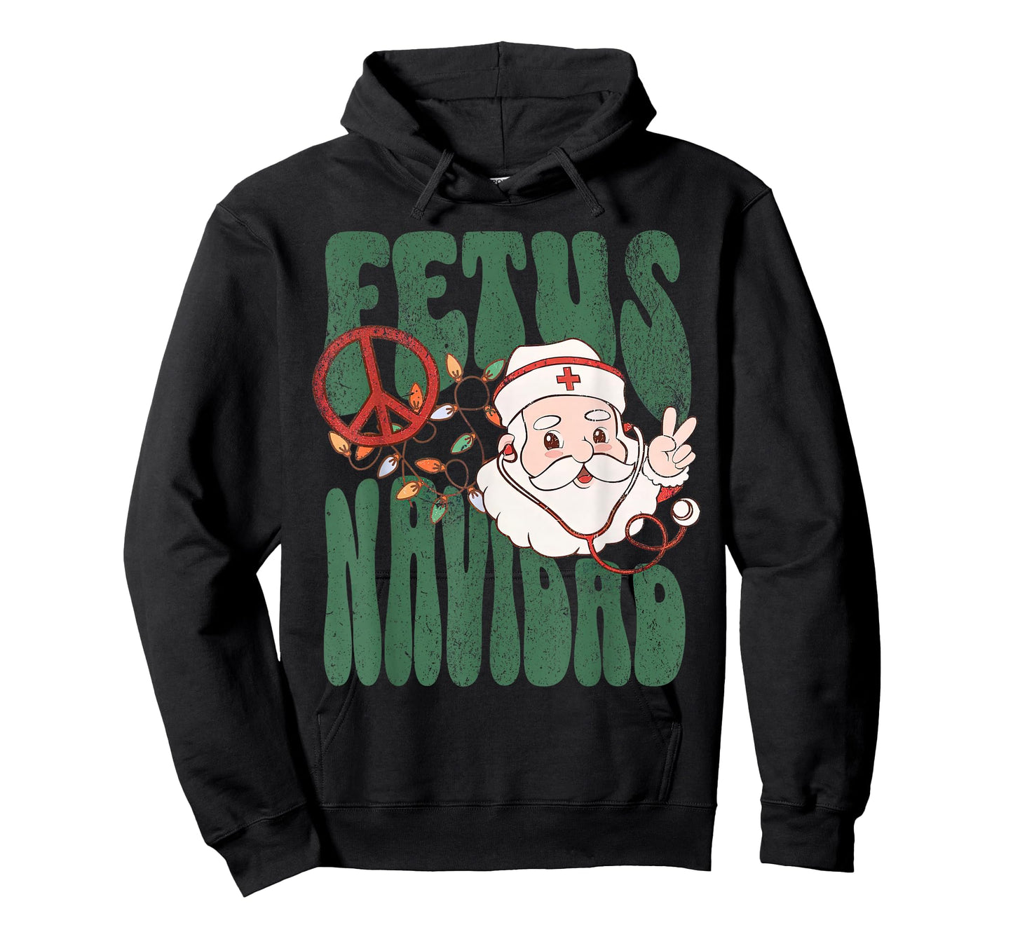 Retro Fetus Navidad Santa Claus Christmas OBGYN Nurse Hippie T-Shirt
