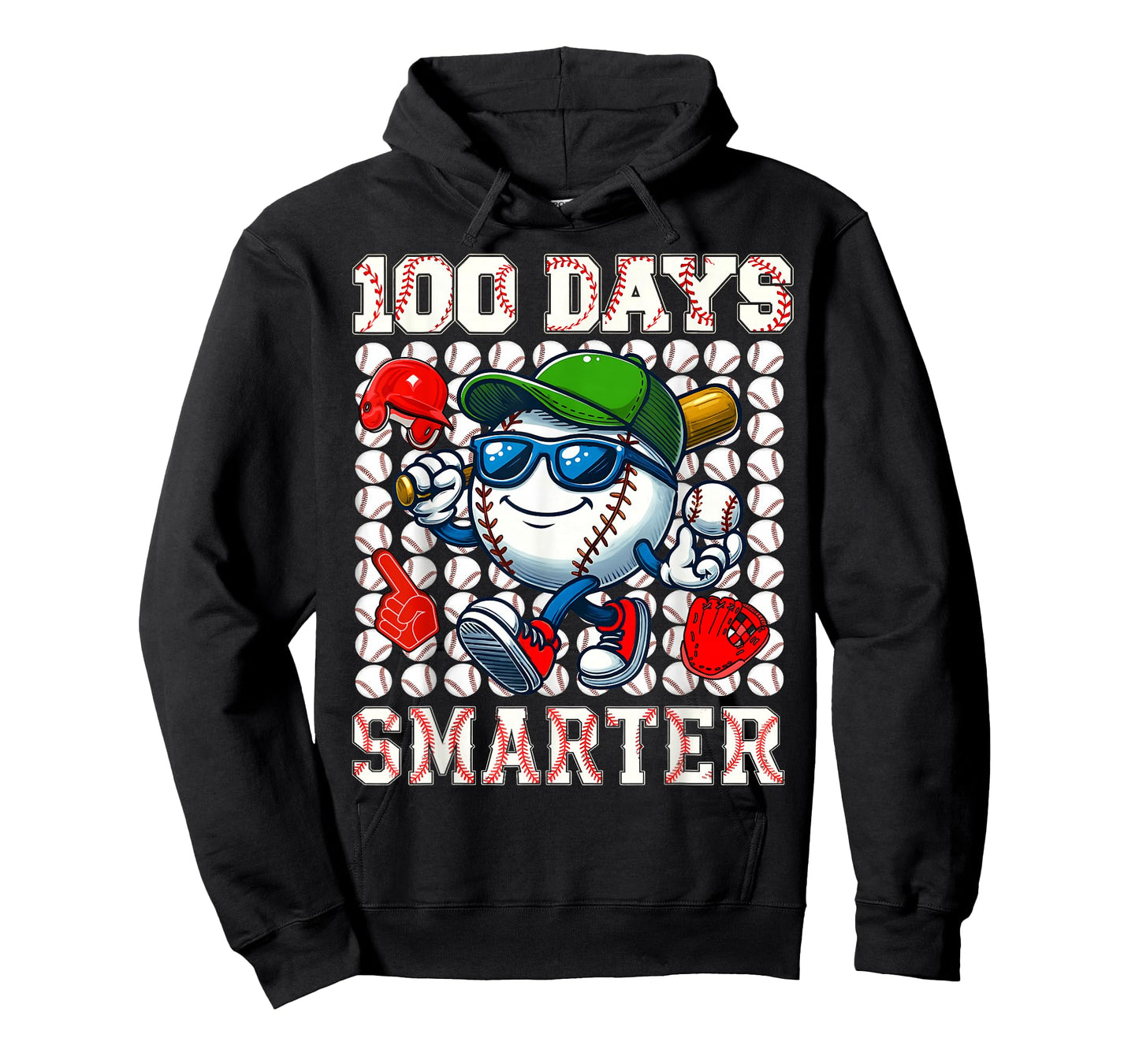 100 Days Smarter Baseball 100 Days of School Boy Girl Kid T-Shirt