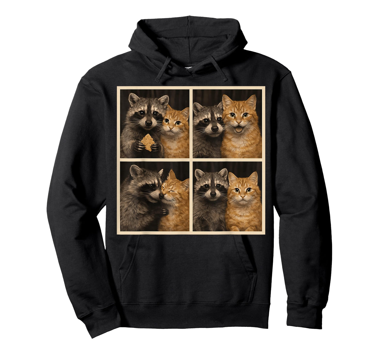 Funny Orange Cat and Raccoon Photobooth Selfie Valentine Men T-Shirt