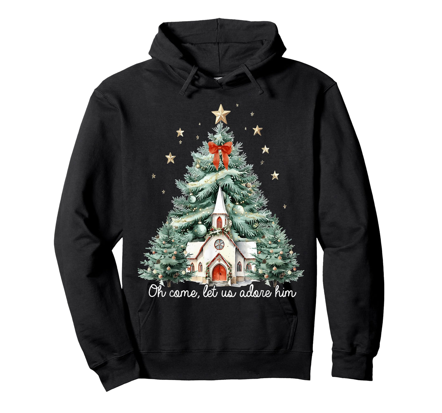 Oh Come Let Us Adore Him Christian Jesus Christmas Pajamas T-Shirt