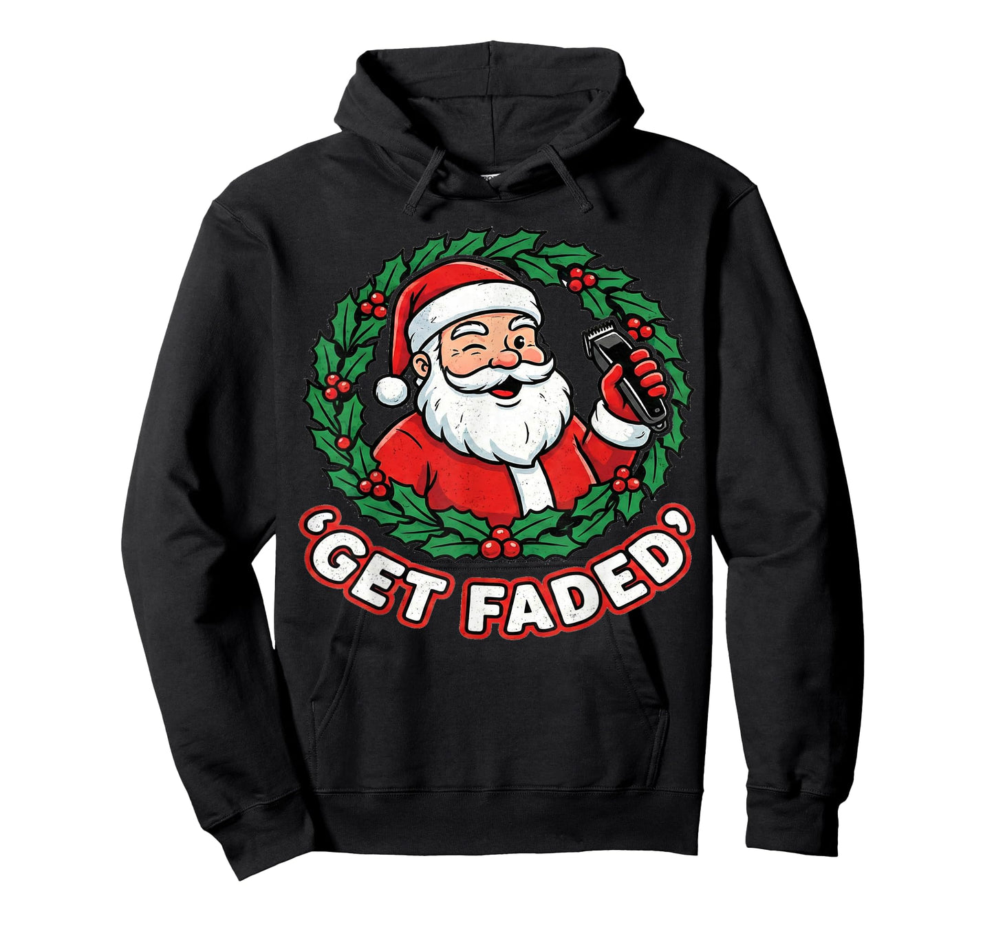 Funny Christmas Santa Claus Santa Barber Get Faded T-Shirt