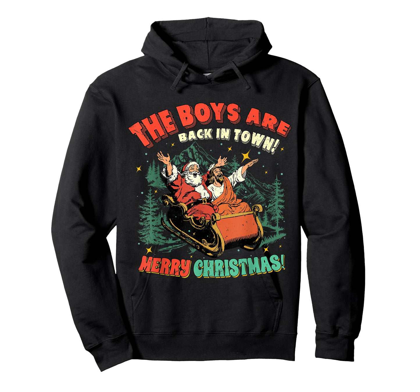 Funny Jesus Santa The Boys are Back in Town Merry Christmas T-Shirt