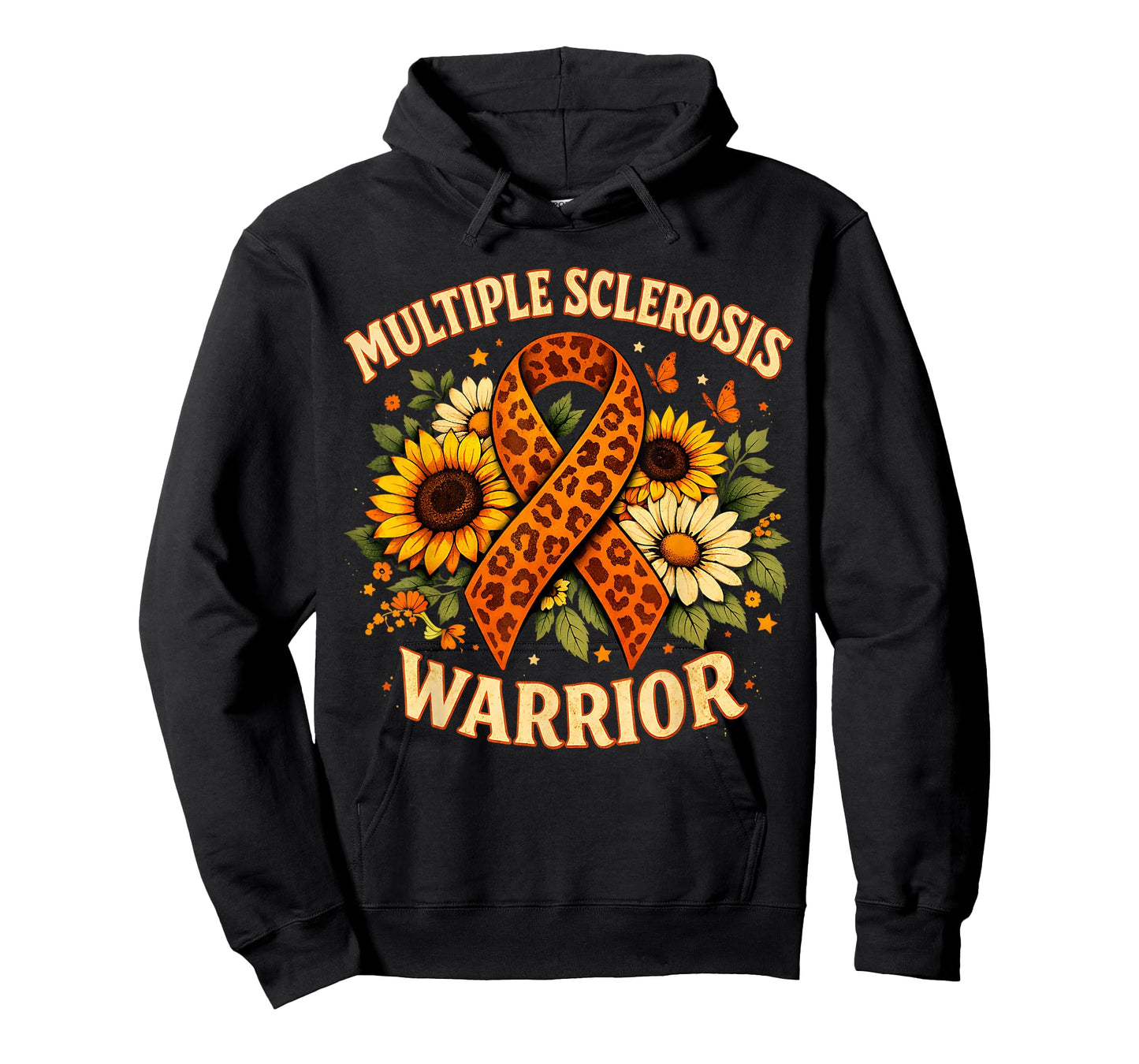 Ms Awareness Sunflower Leopard Ribbon Multiple Sclerosis T-Shirt