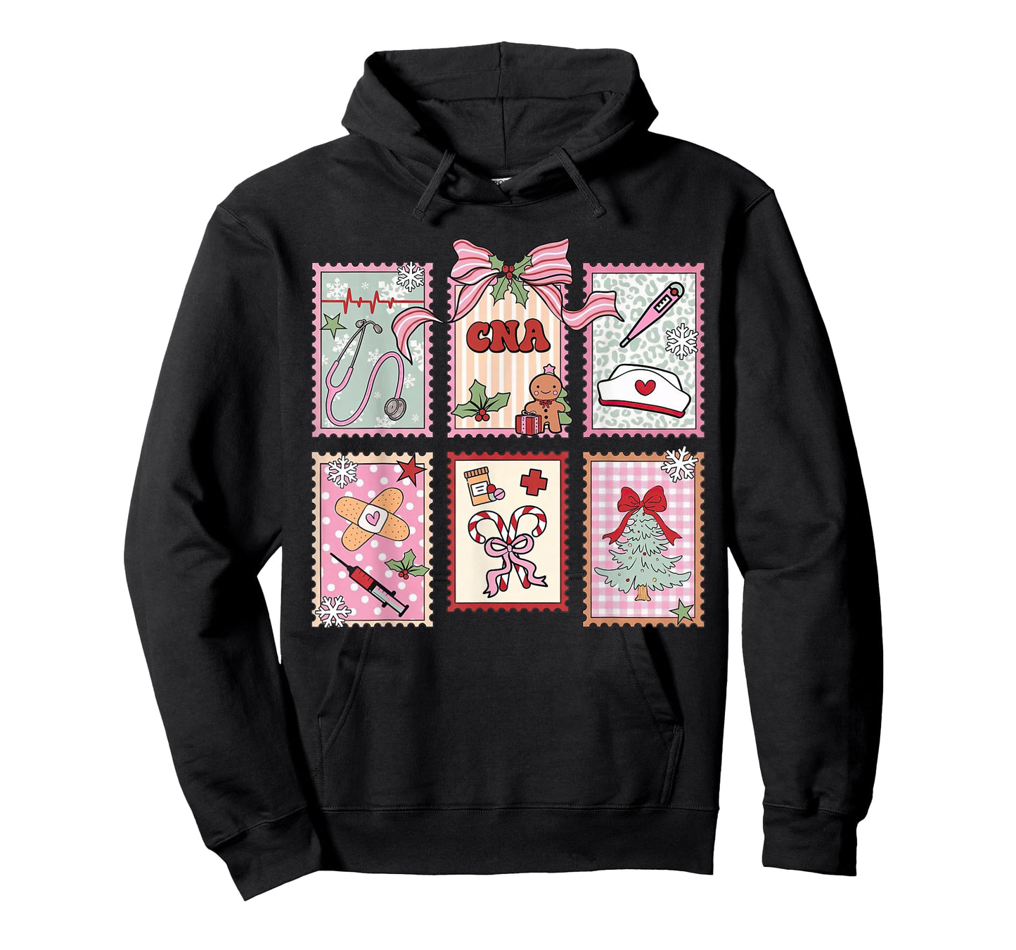 CNA Certified Nursing Assistant Christmas Pink Stamp Bows T-Shirt