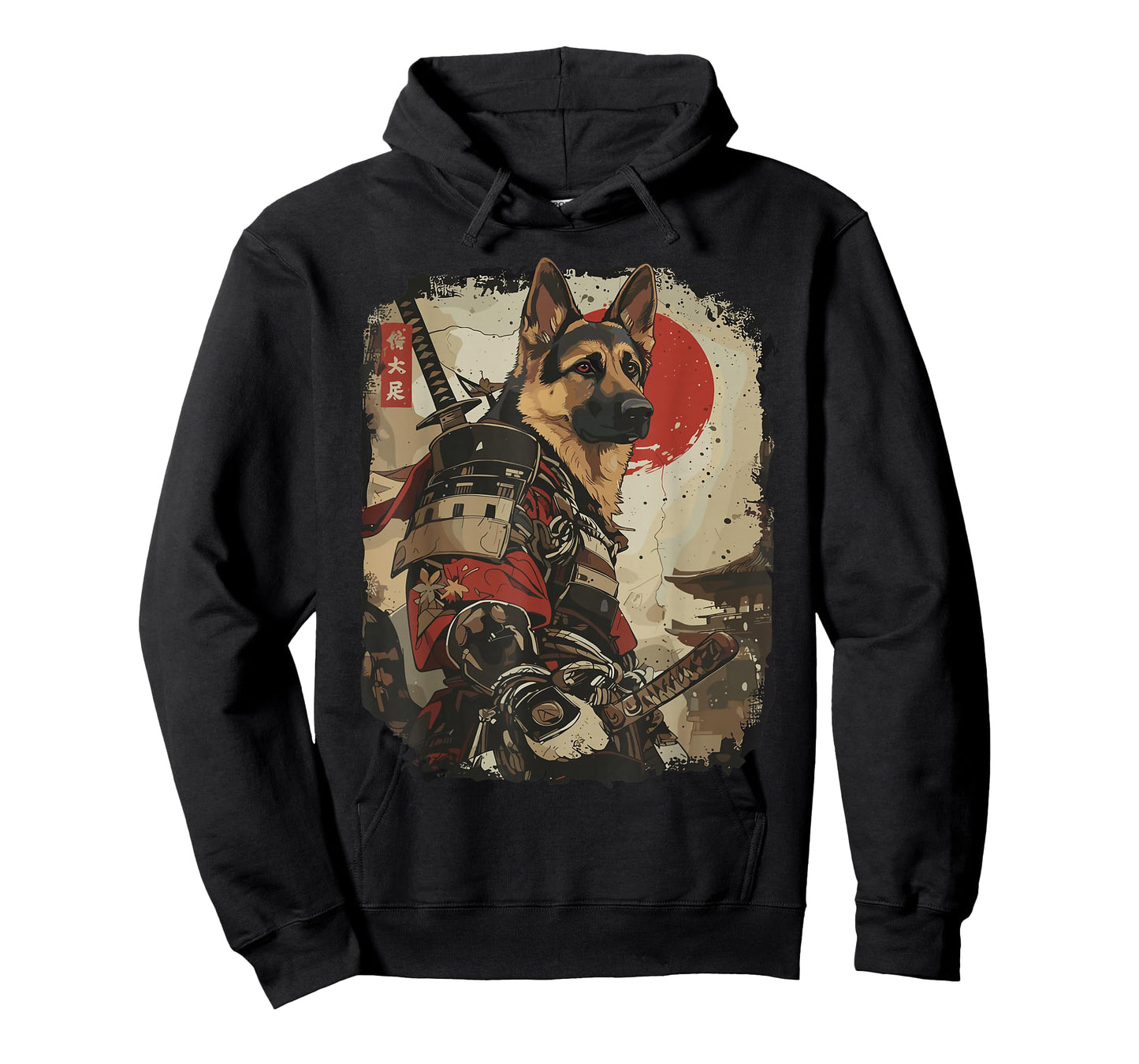 Samurai German Shepherd Dog Lover Vintage Mens Graphic T-Shirt