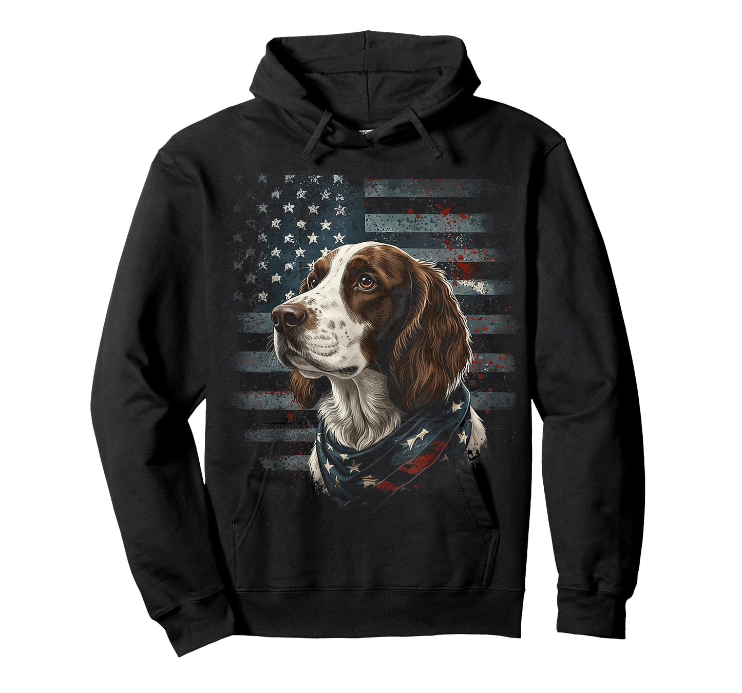 Springer Spaniel Dog American Flag Patriotic Vintage USA T-Shirt