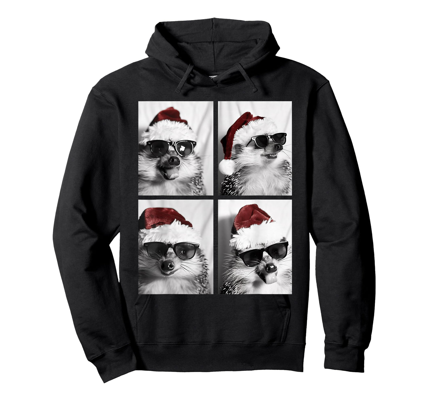 Funny Christmas Hedgehogs with Sunglasses Santa Hat Festive T-Shirt