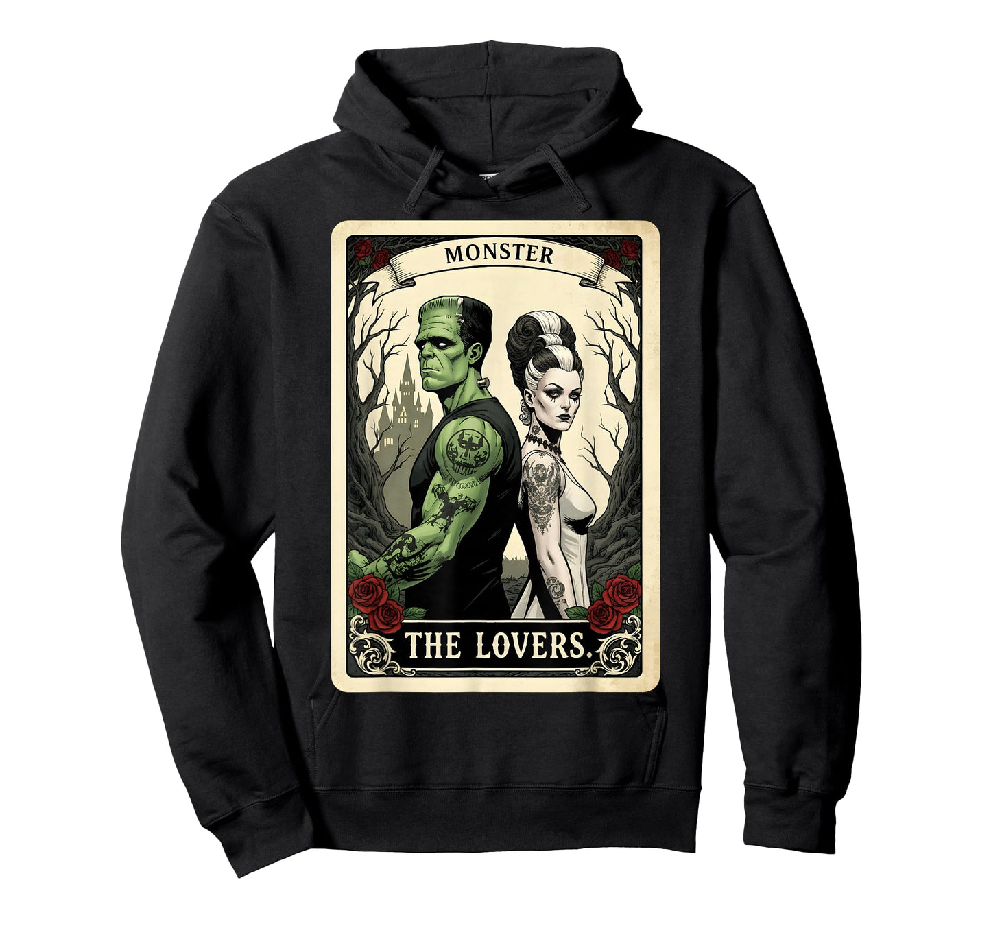 Spooky Romance Frankenstein The Lovers Tarot Halloween Vibe T-Shirt