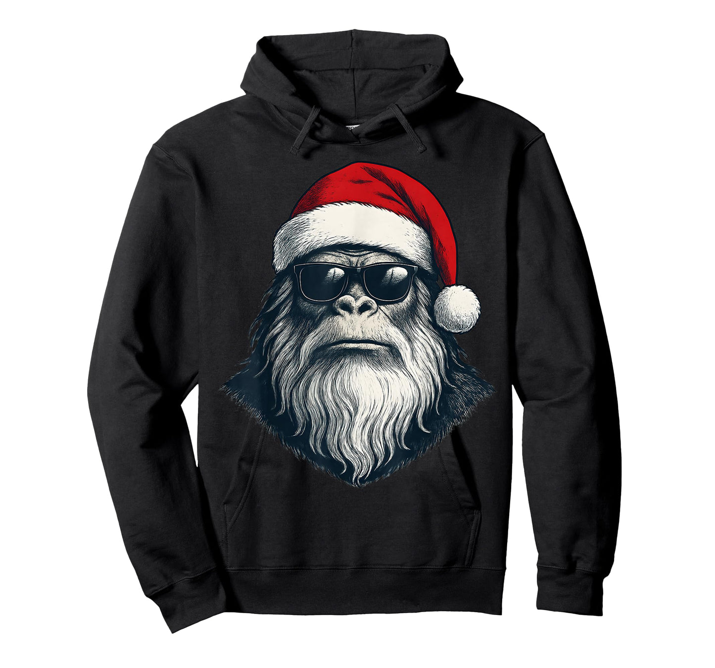 Bigfoot Face Sunglasses Santa Christmas Funny Xmas Sasquatch T-Shirt