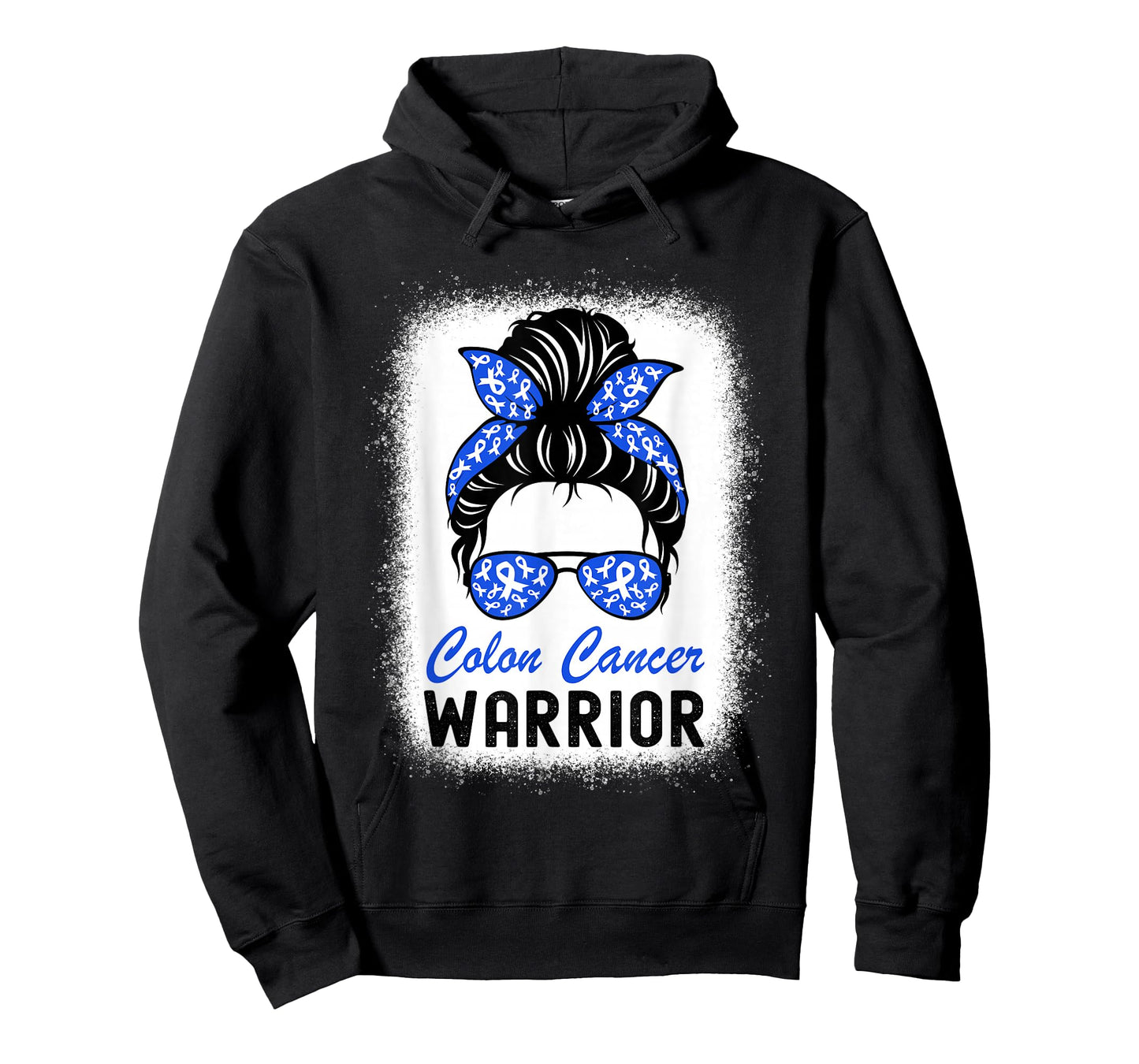 Colon Cancer Warrior CRC Colorectal Cancer Blue Messy Bun T-Shirt