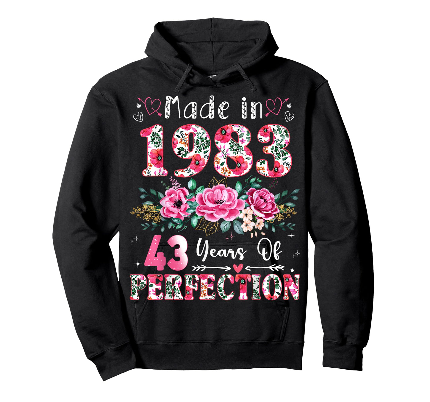43 Year Old Made in 1983 Floral 43th Birthday Women T-Shirt