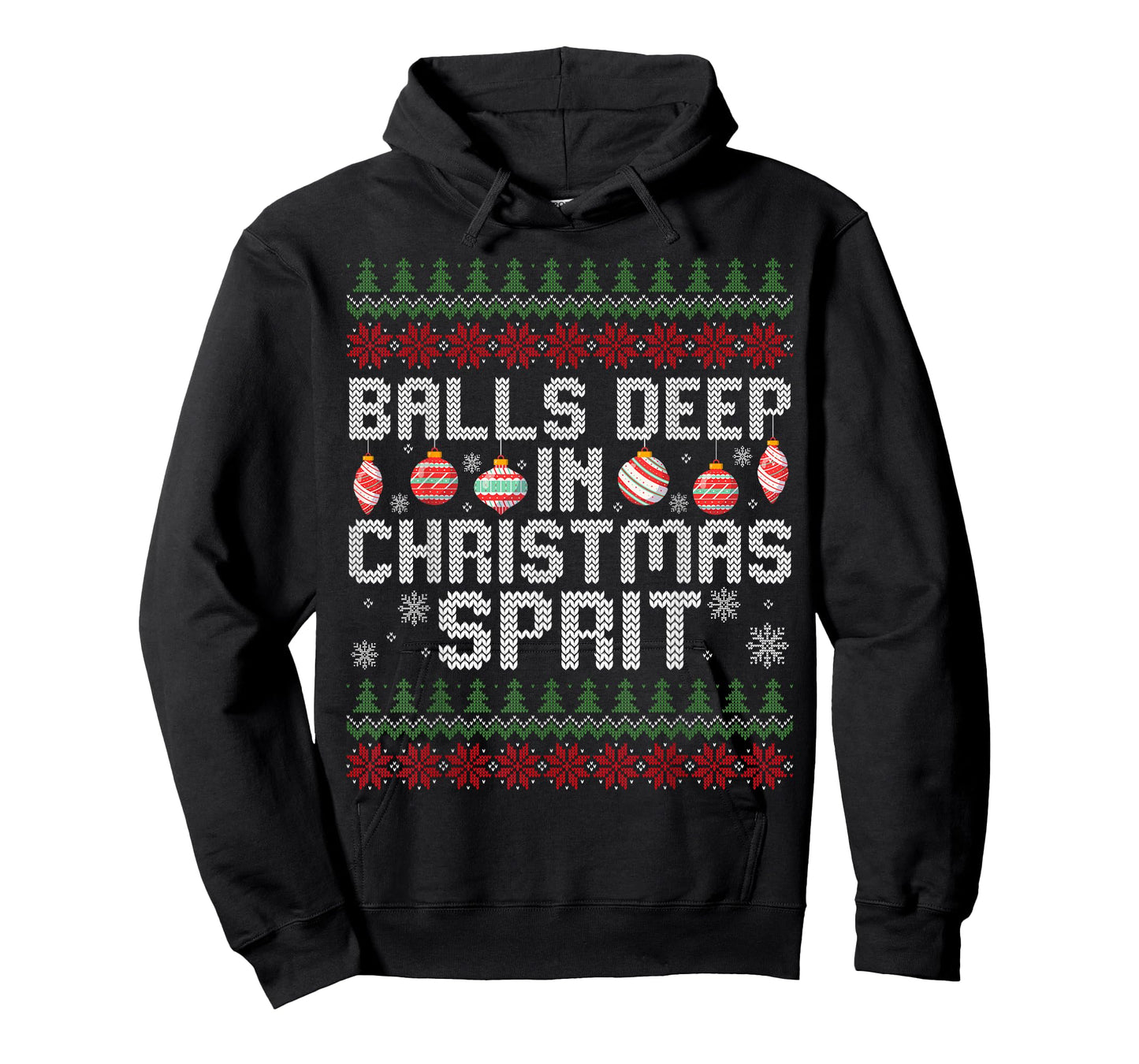 Balls Deep in The Christmas Spirit Matching Couples Ugly T-Shirt