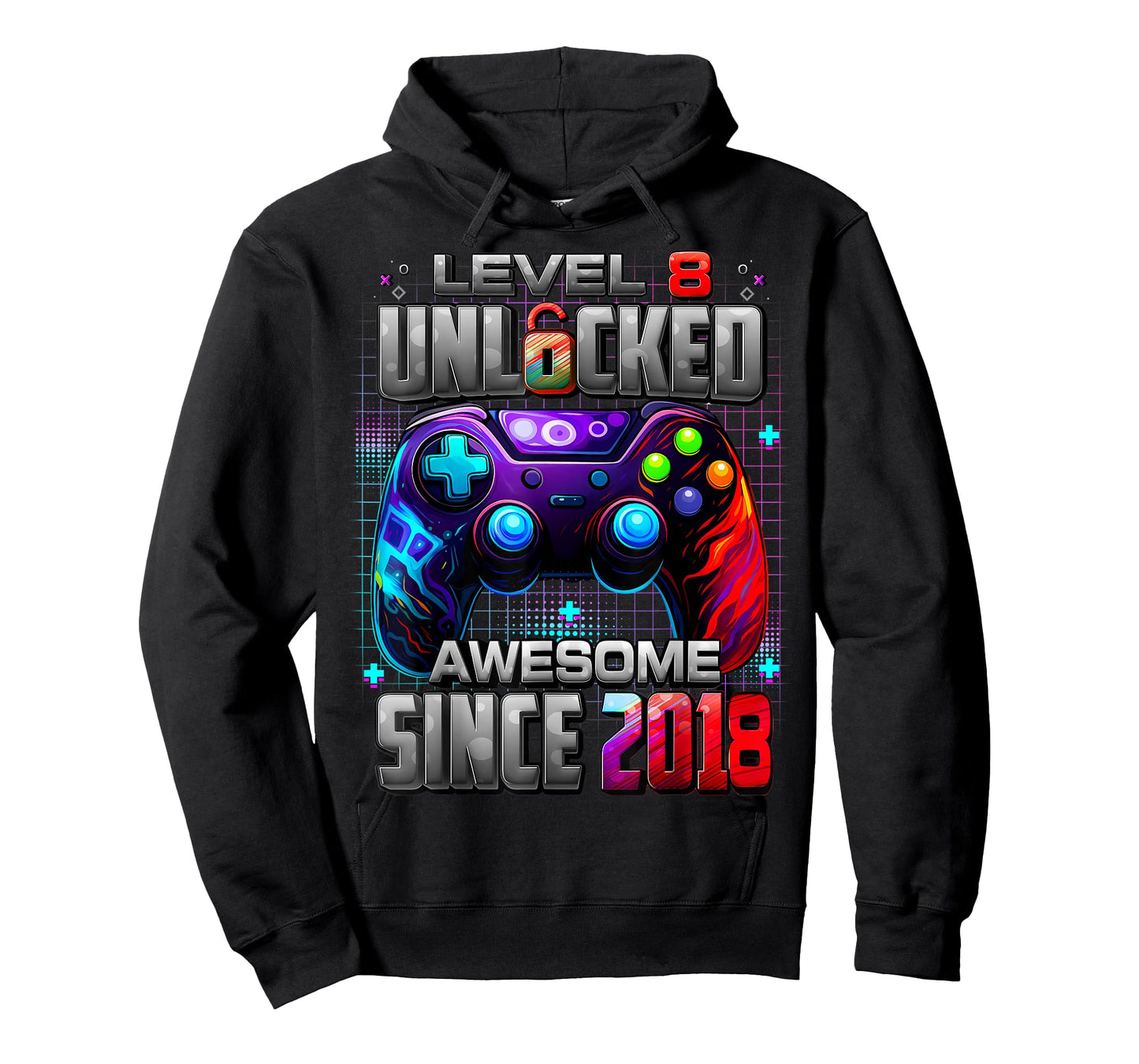 Level 8 Unlocked Video Game Party 8th Birthday Gamer Boys T-Shirt