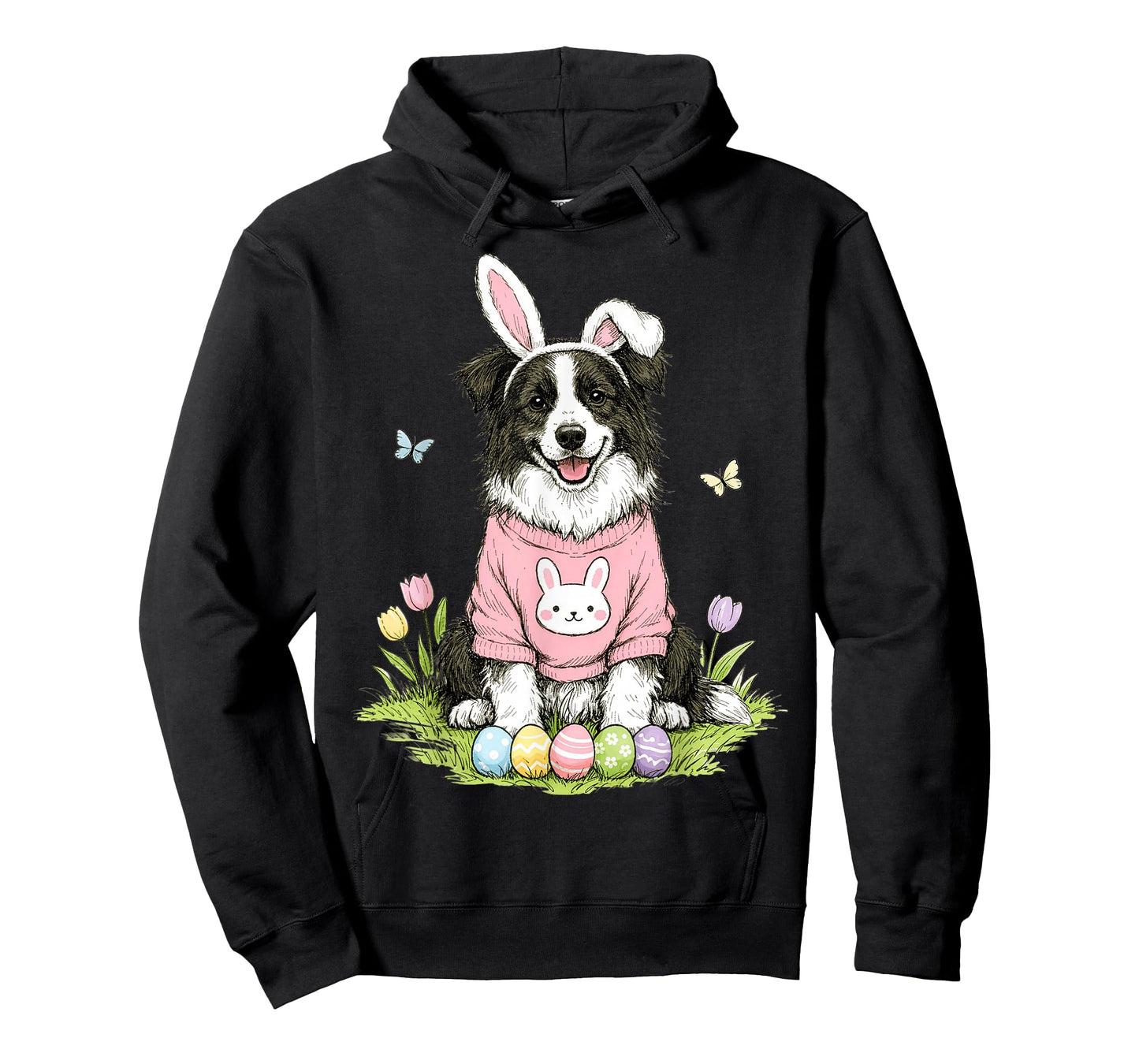 Easter Border Collie Dog Mom Spring Easter Bunny Eggs T-Shirt