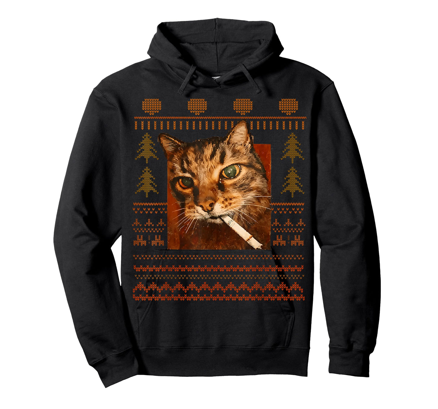 Funny Smoking Cat Meme Christmas Ugly for Men Women T-Shirt